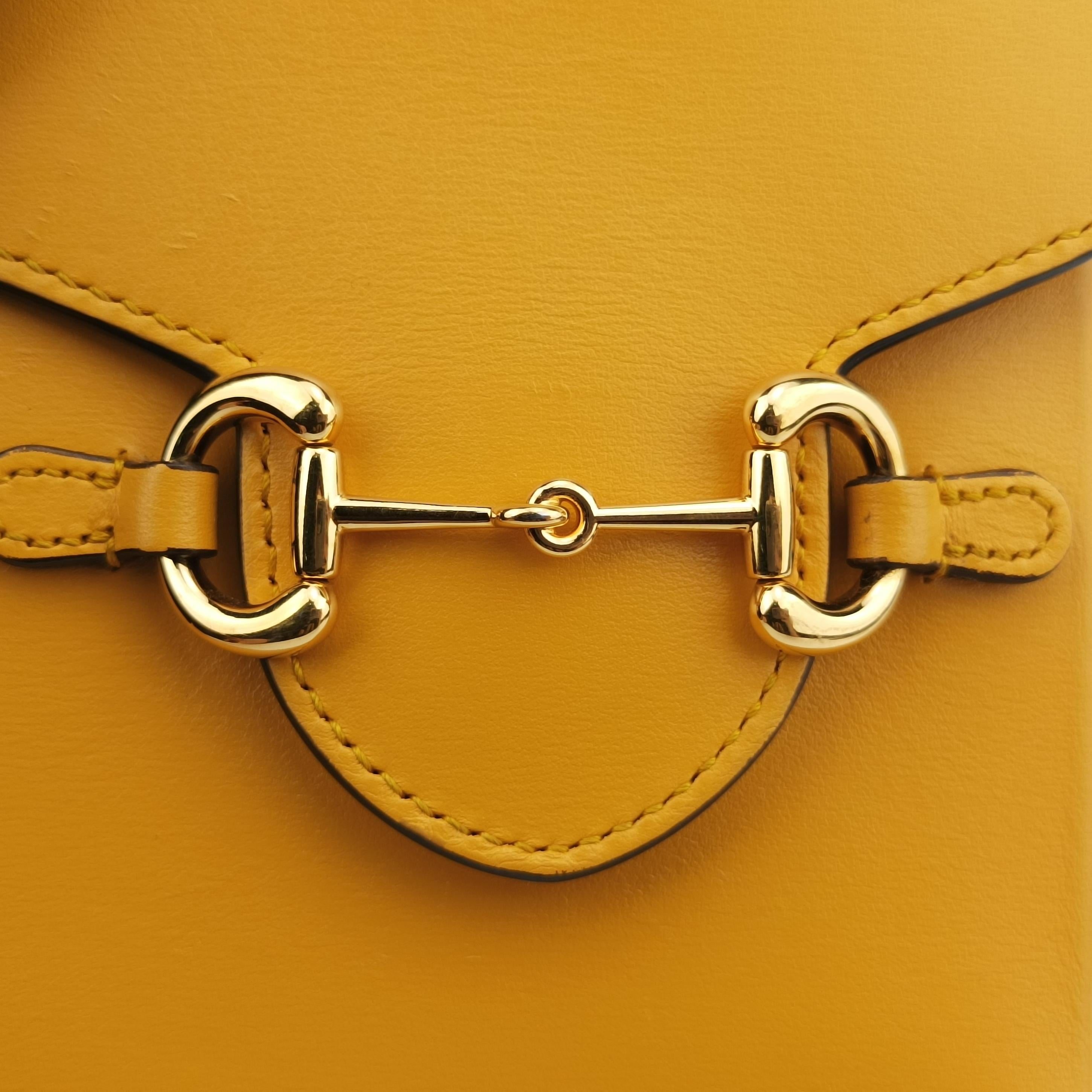 Secondhand Gucci HORSEBIT 1955 Yellow Leather 625615 shoulderbag | stylenewstar