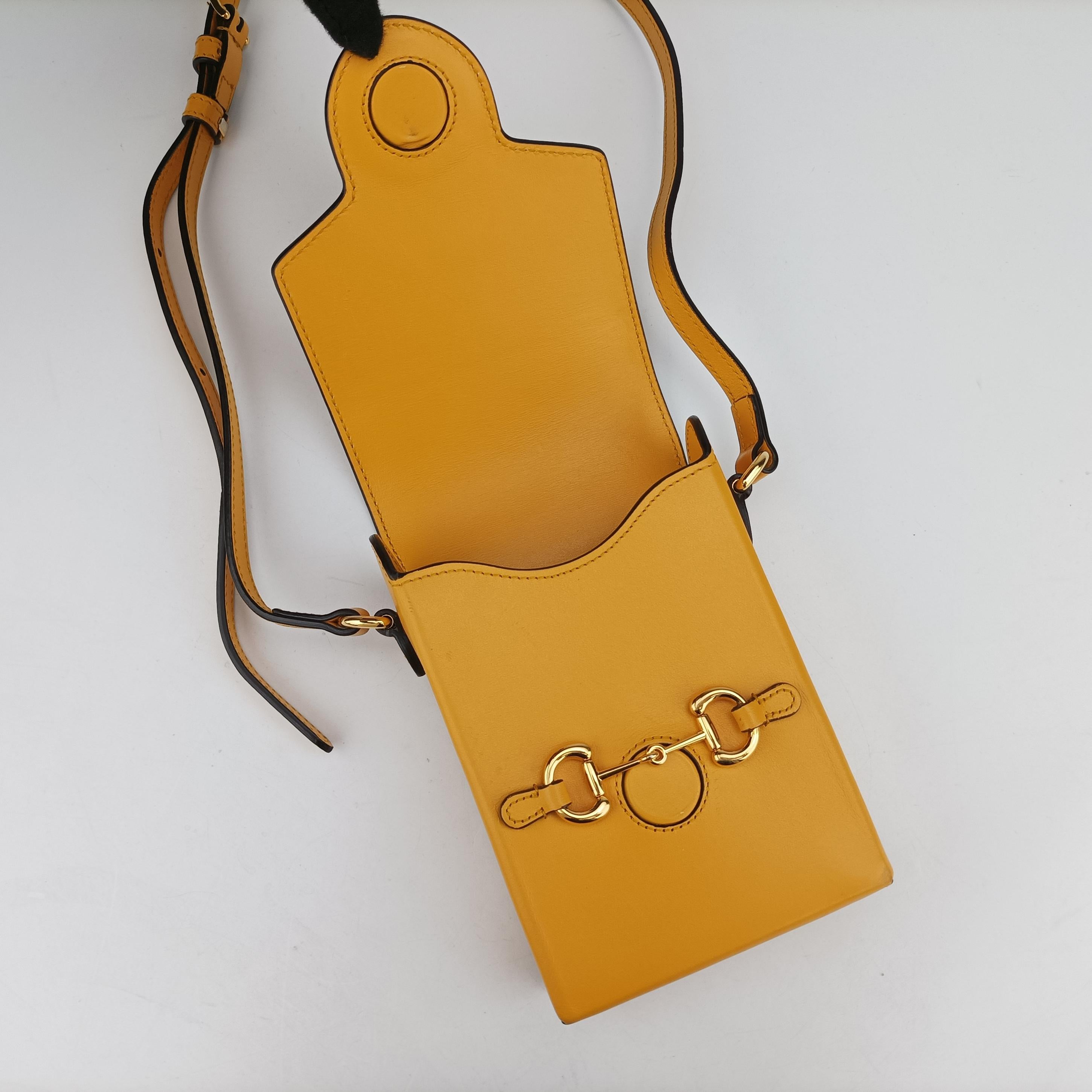 Secondhand Gucci HORSEBIT 1955 Yellow Leather 625615 shoulderbag | stylenewstar