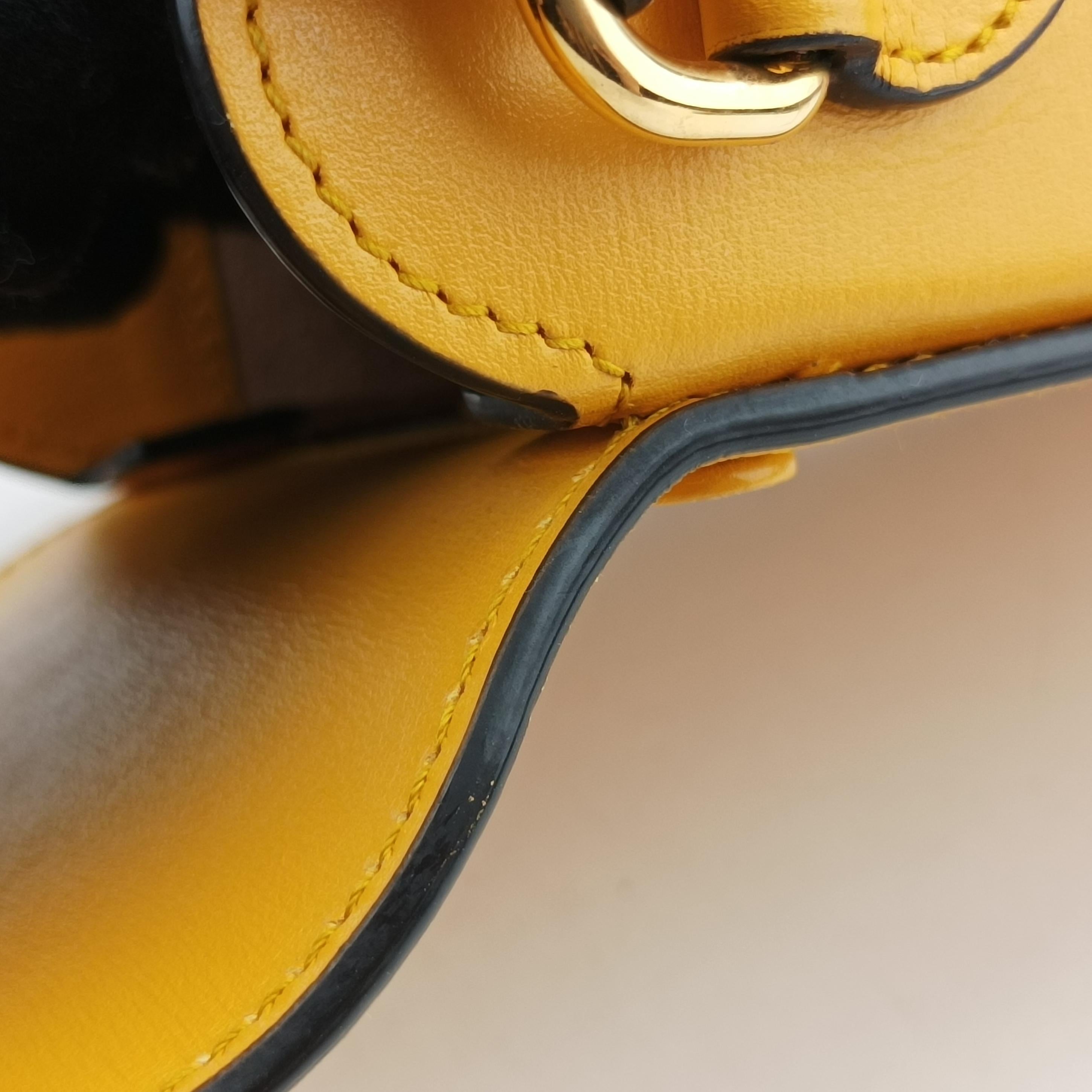 Secondhand Gucci HORSEBIT 1955 Yellow Leather 625615 shoulderbag | stylenewstar