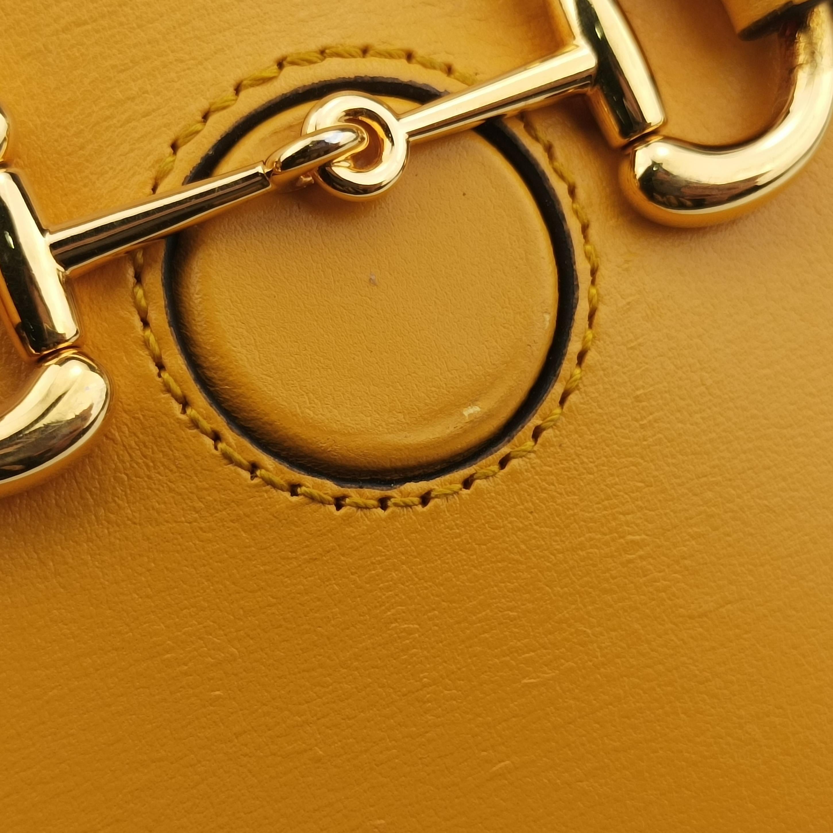 Secondhand Gucci HORSEBIT 1955 Yellow Leather 625615 shoulderbag | stylenewstar