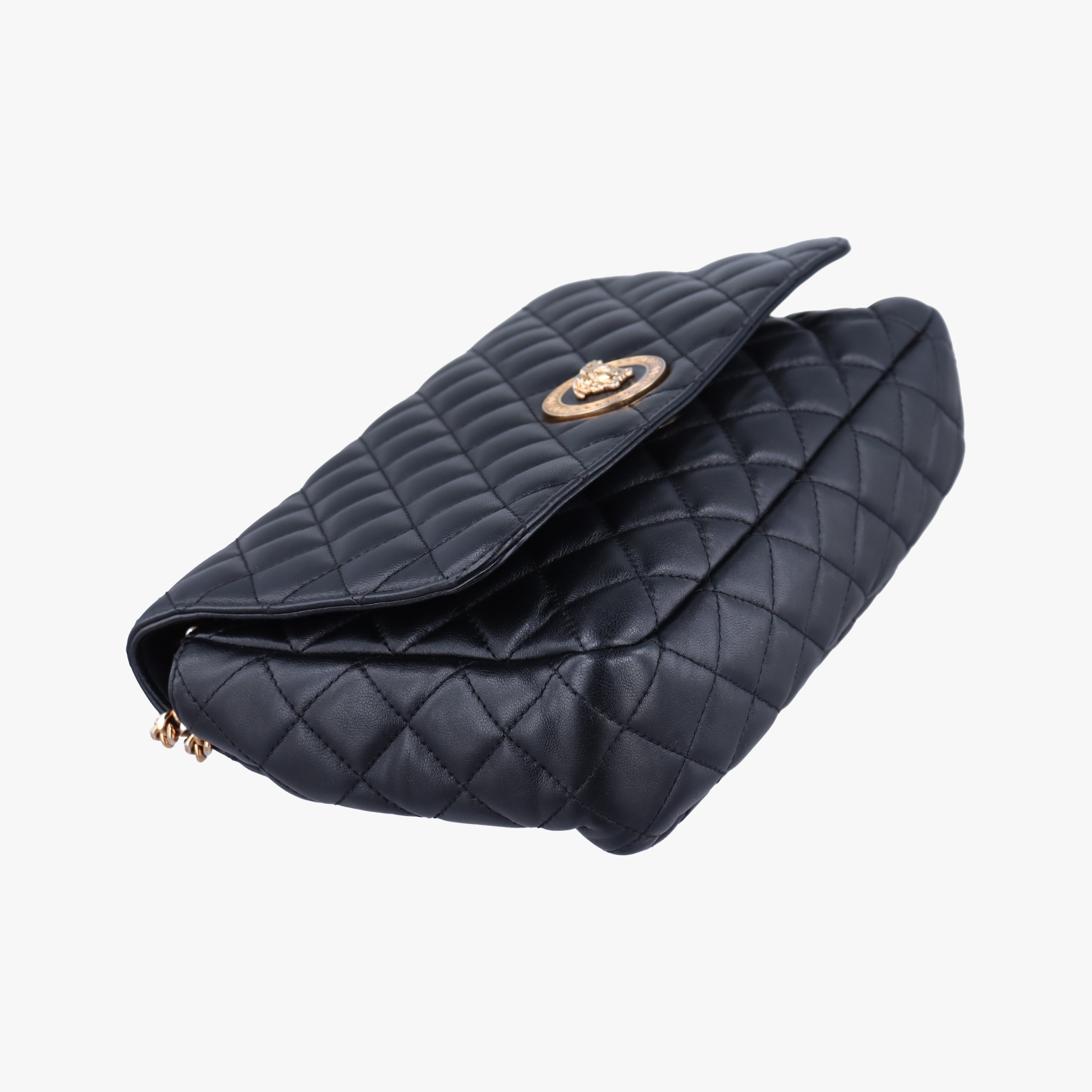 Pre-owned VERSACE Medusa Black Leather  shoulderbag | stylenewstar