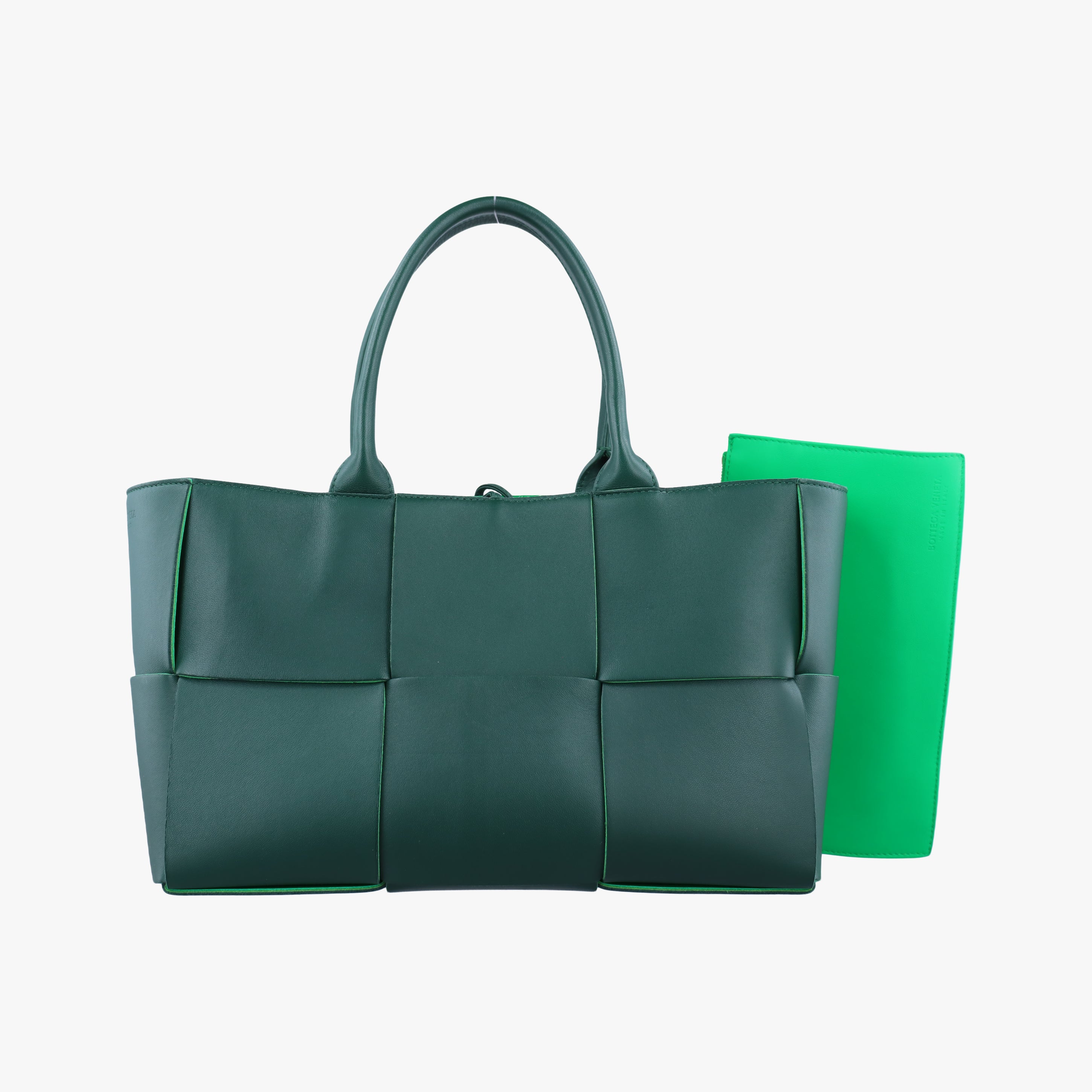 Pre-owned Bottega Veneta THE ARCO Tote Green lambskin  handbag | stylenewstar