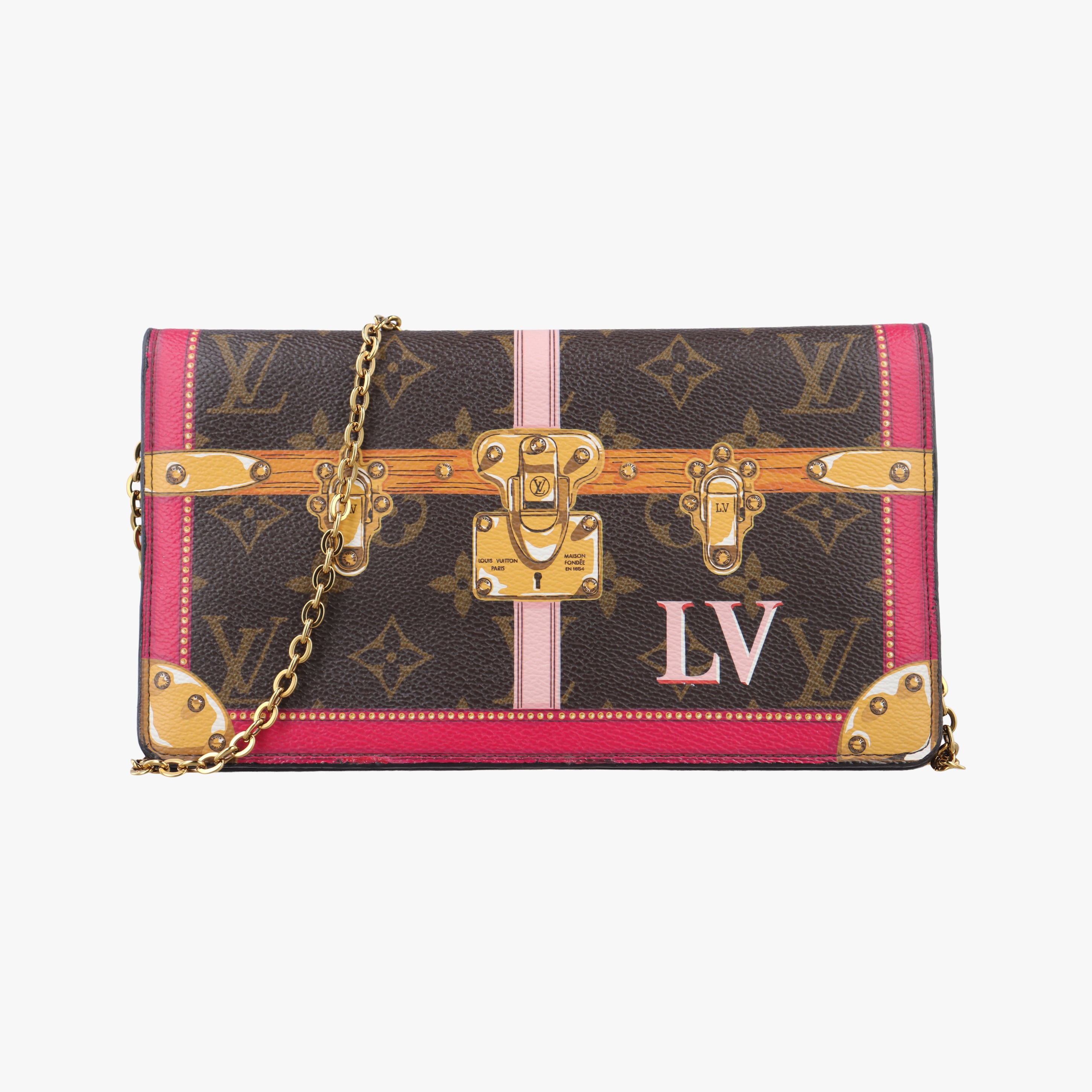 Pre-owned Louis Vuitton Pochette Weekend brown×Fuchsia Pink Monogram Canvas M62456 shoulderbag | stylenewstar