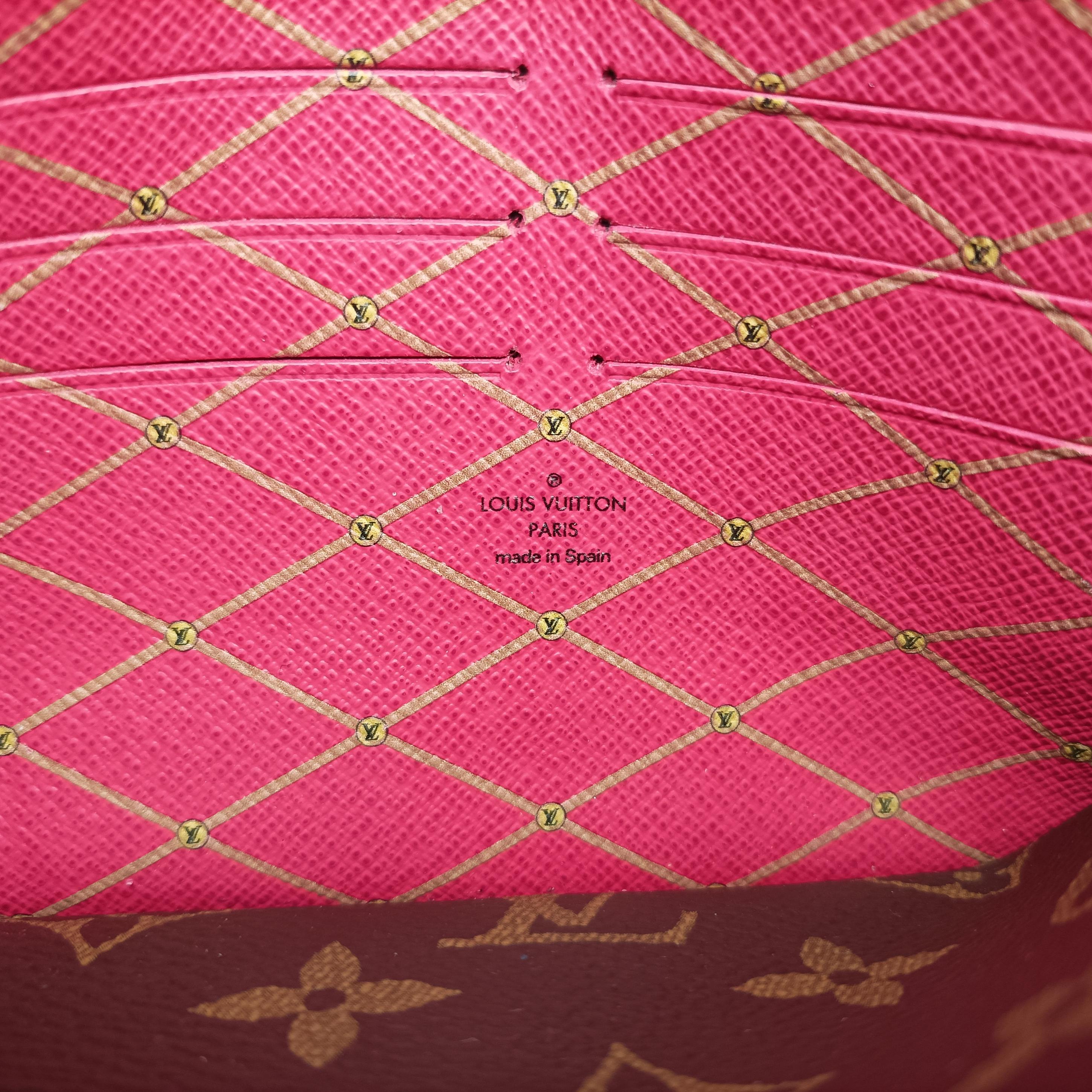 Pre-owned Louis Vuitton Pochette Weekend brown×Fuchsia Pink Monogram Canvas M62456 shoulderbag | stylenewstar