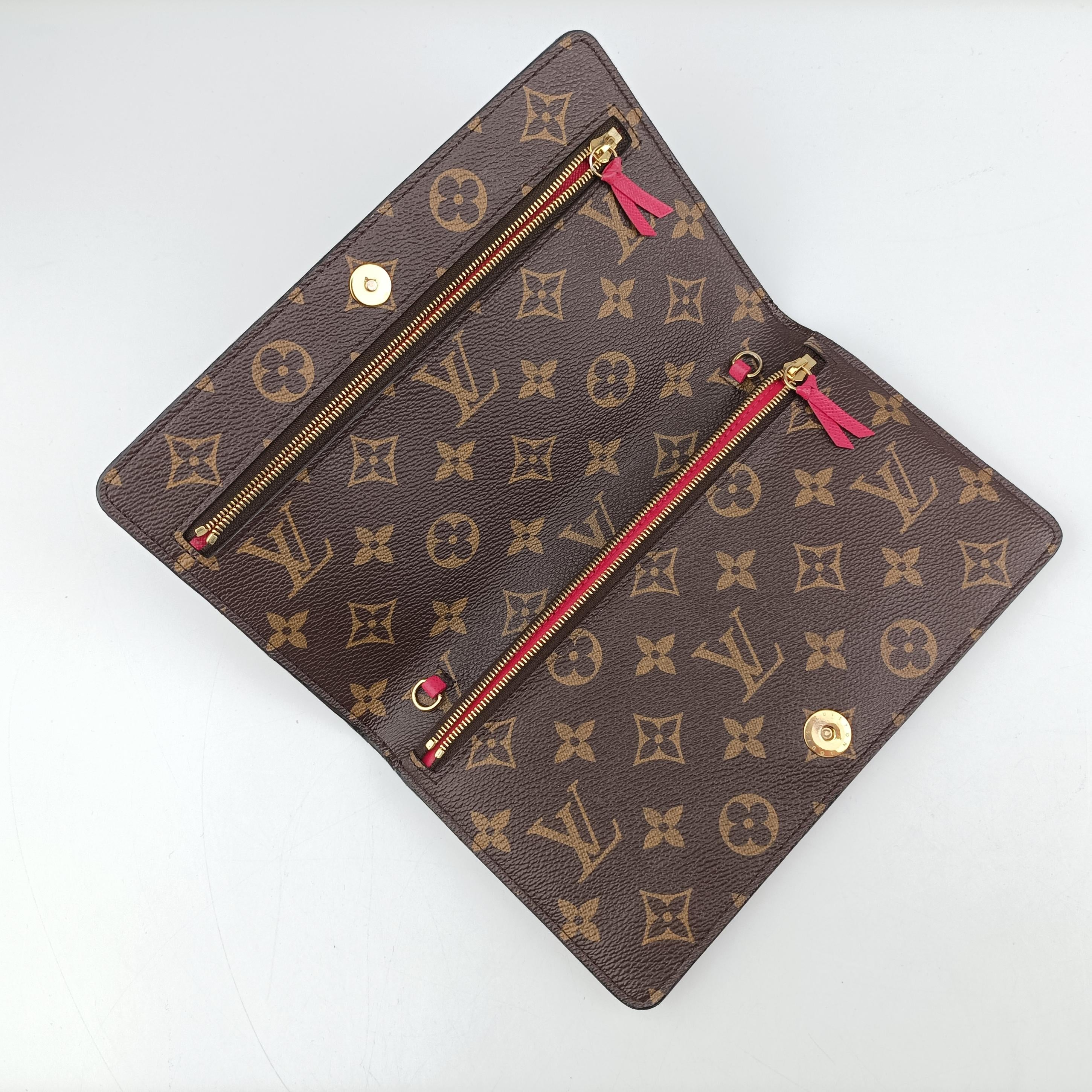 Pre-owned Louis Vuitton Pochette Weekend brown×Fuchsia Pink Monogram Canvas M62456 shoulderbag | stylenewstar