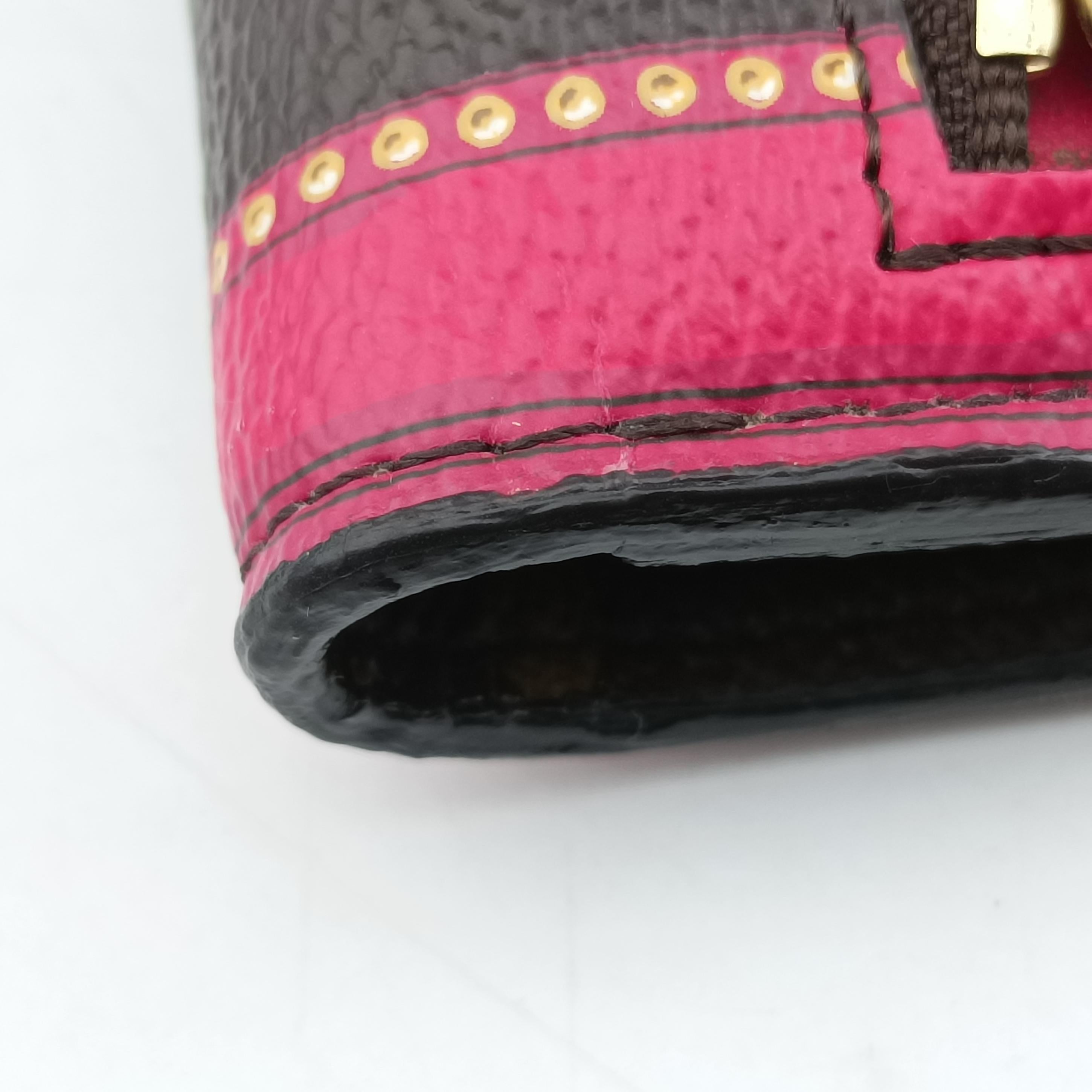 Pre-owned Louis Vuitton Pochette Weekend brown×Fuchsia Pink Monogram Canvas M62456 shoulderbag | stylenewstar