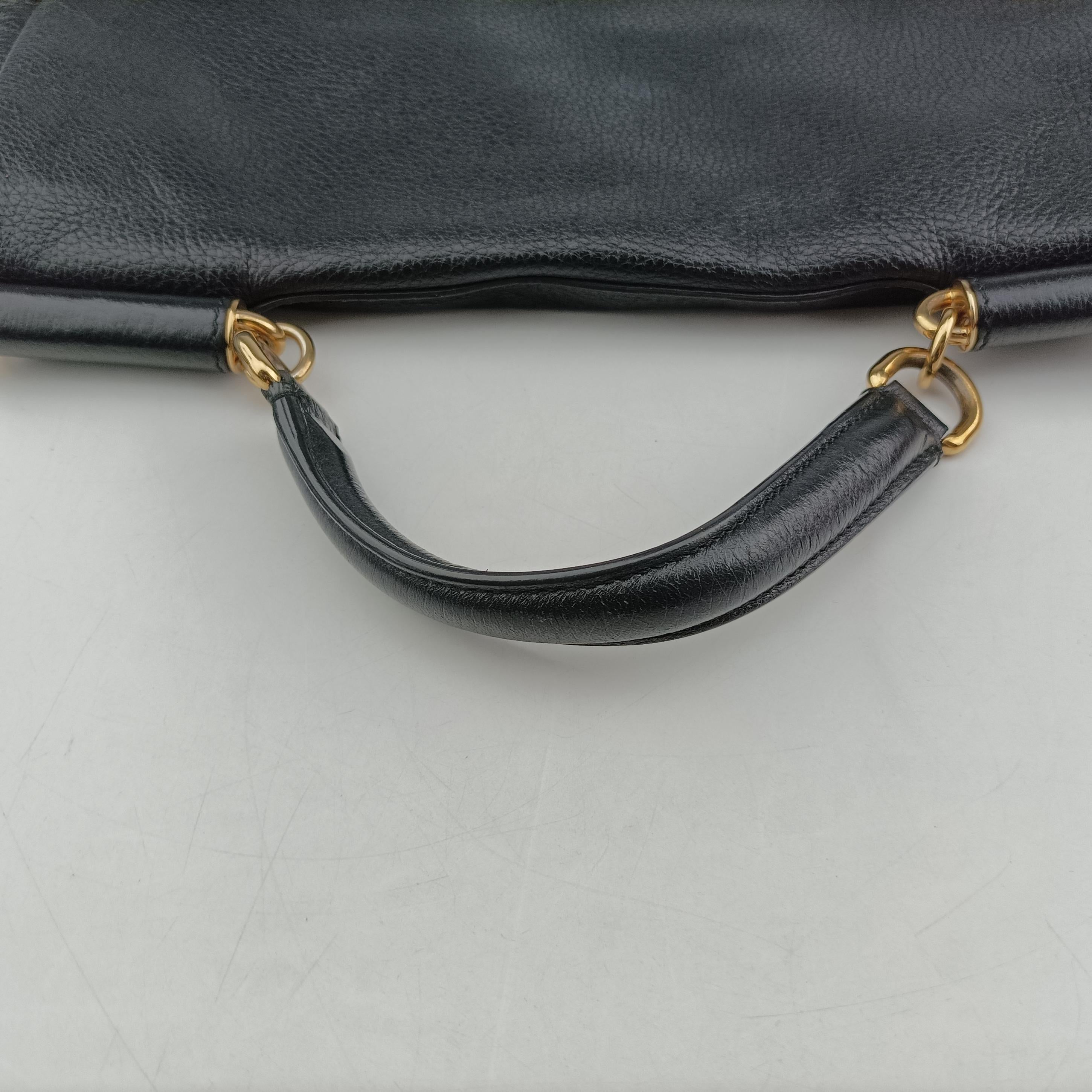 Vintage Dolce & Gabbana SICILY Black Leather  shoulderbag | stylenewstar