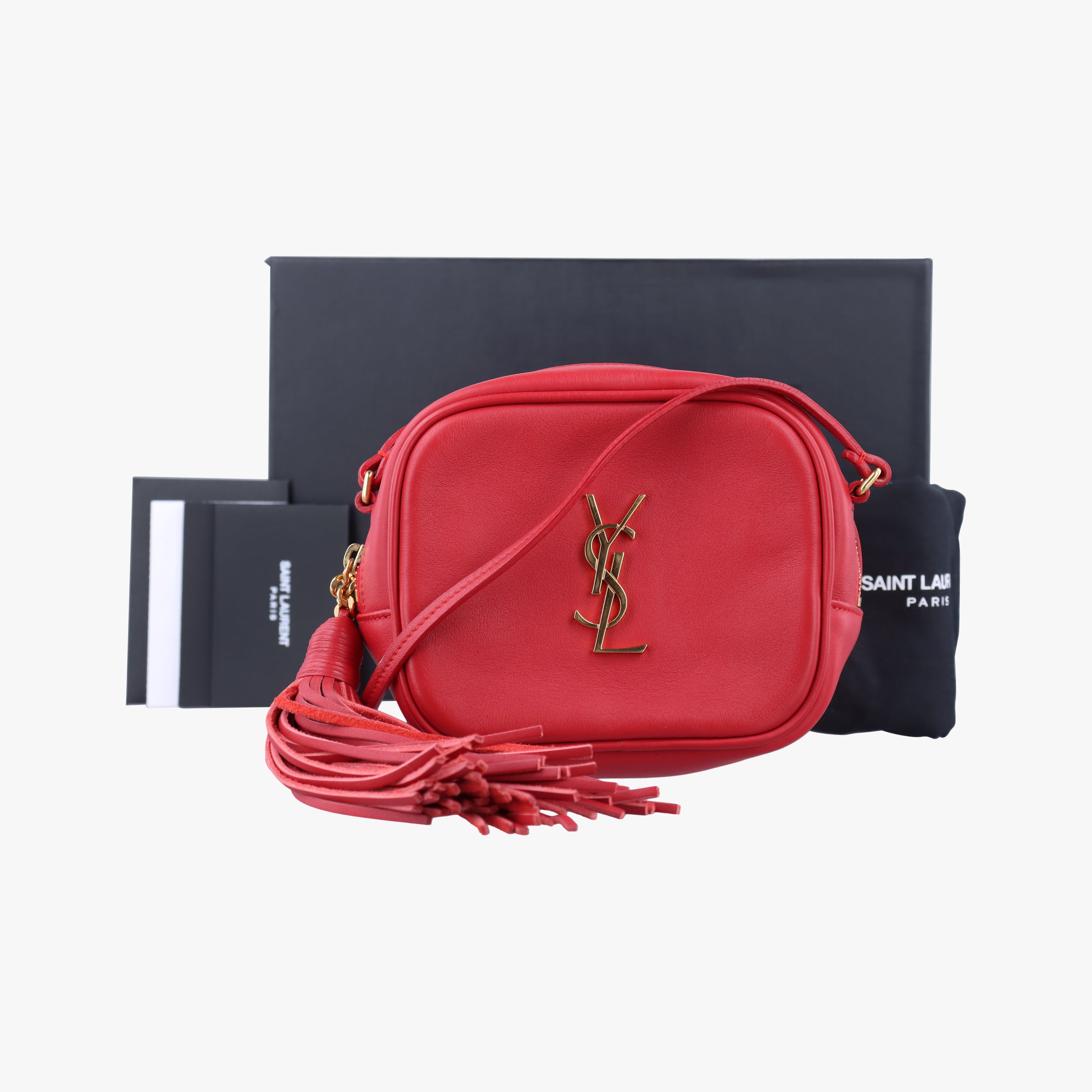 Pre-owned Yves Saint Laurent Monogram Blogger Red Leather 425317 shoulderbag | stylenewstar