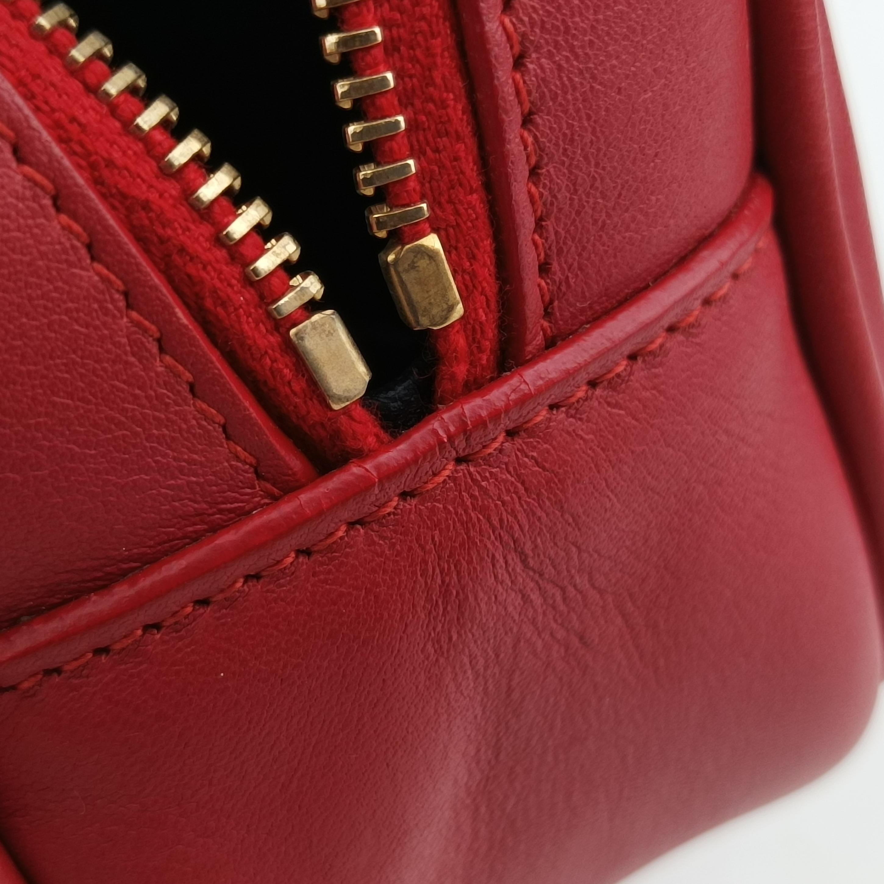 Pre-owned Yves Saint Laurent Monogram Blogger Red Leather 425317 shoulderbag | stylenewstar