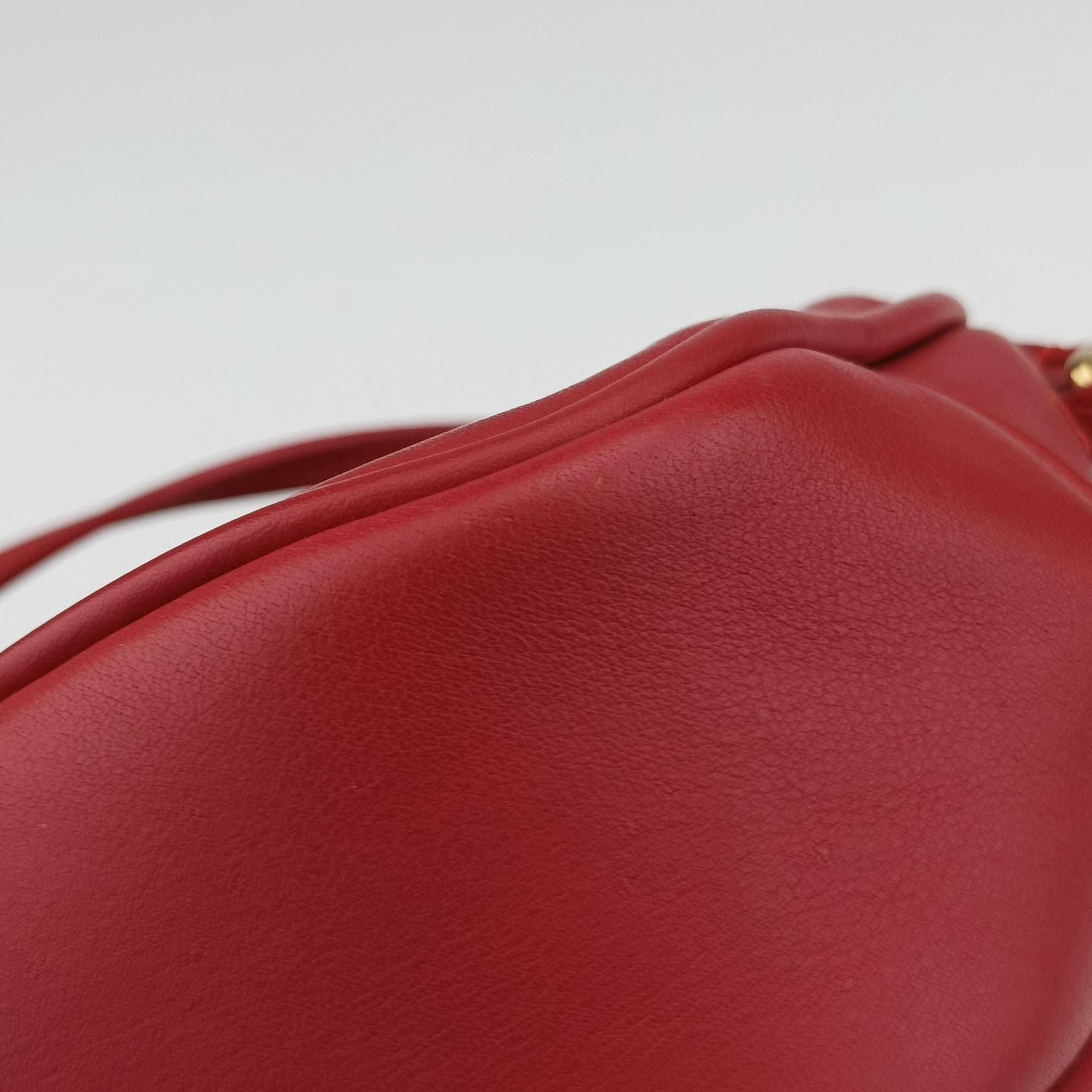 Pre-owned Yves Saint Laurent Monogram Blogger Red Leather 425317 shoulderbag | stylenewstar