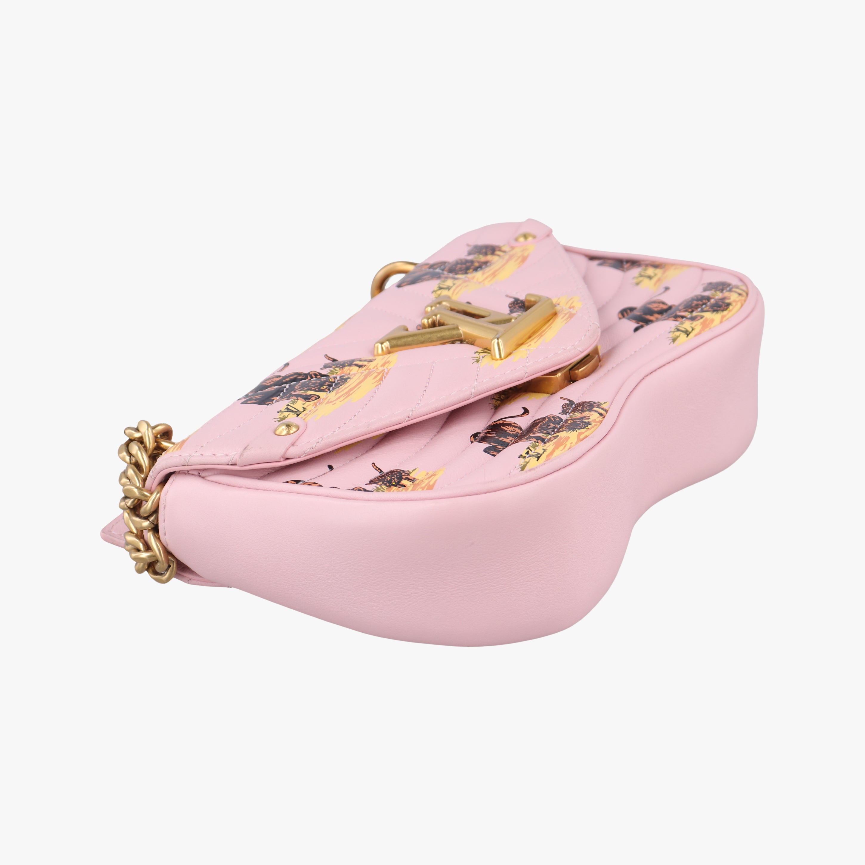 Secondhand Louis Vuitton eopard Print New Wave Chain PM pink×multicolor Leather  shoulderbag | stylenewstar