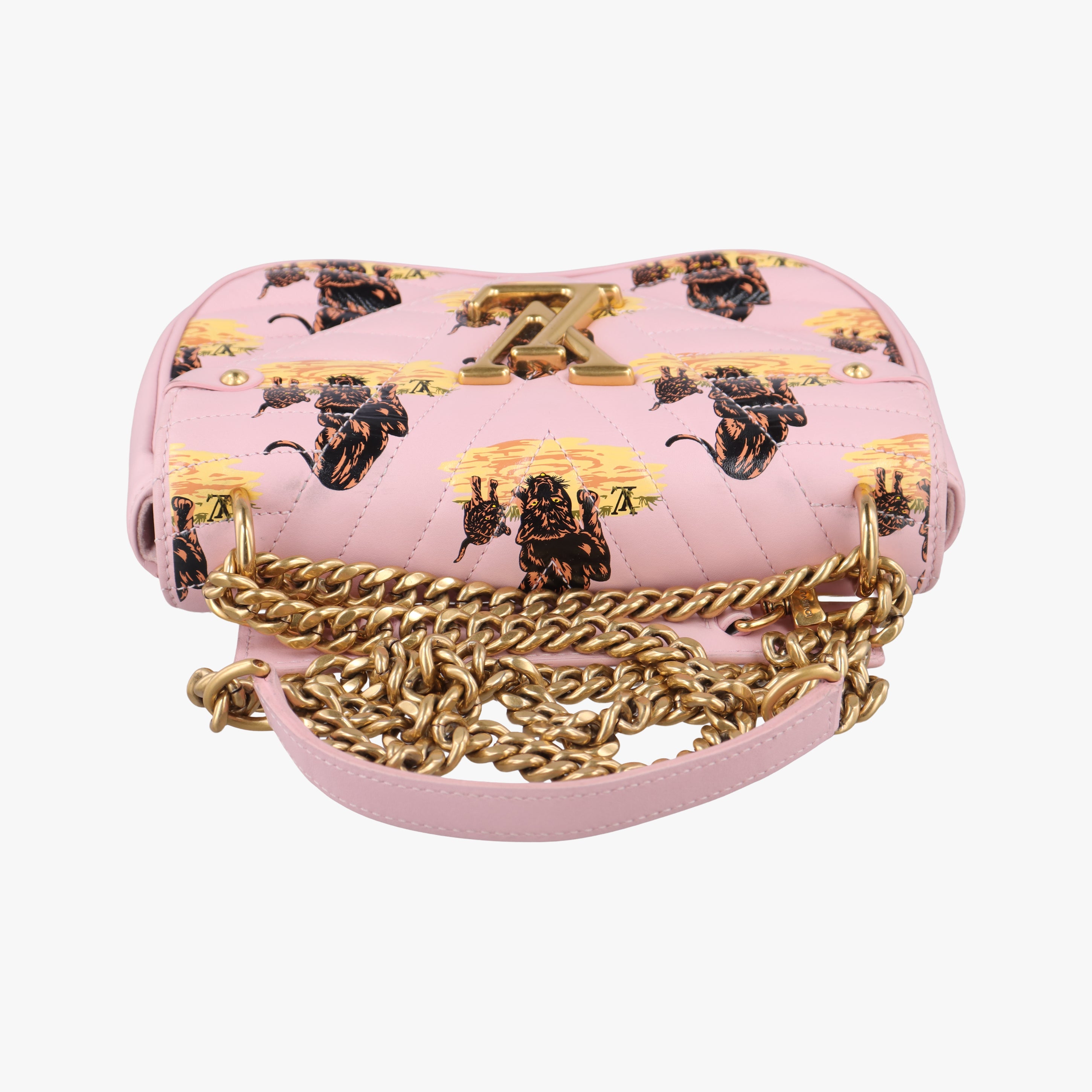 Secondhand Louis Vuitton eopard Print New Wave Chain PM pink×multicolor Leather  shoulderbag | stylenewstar