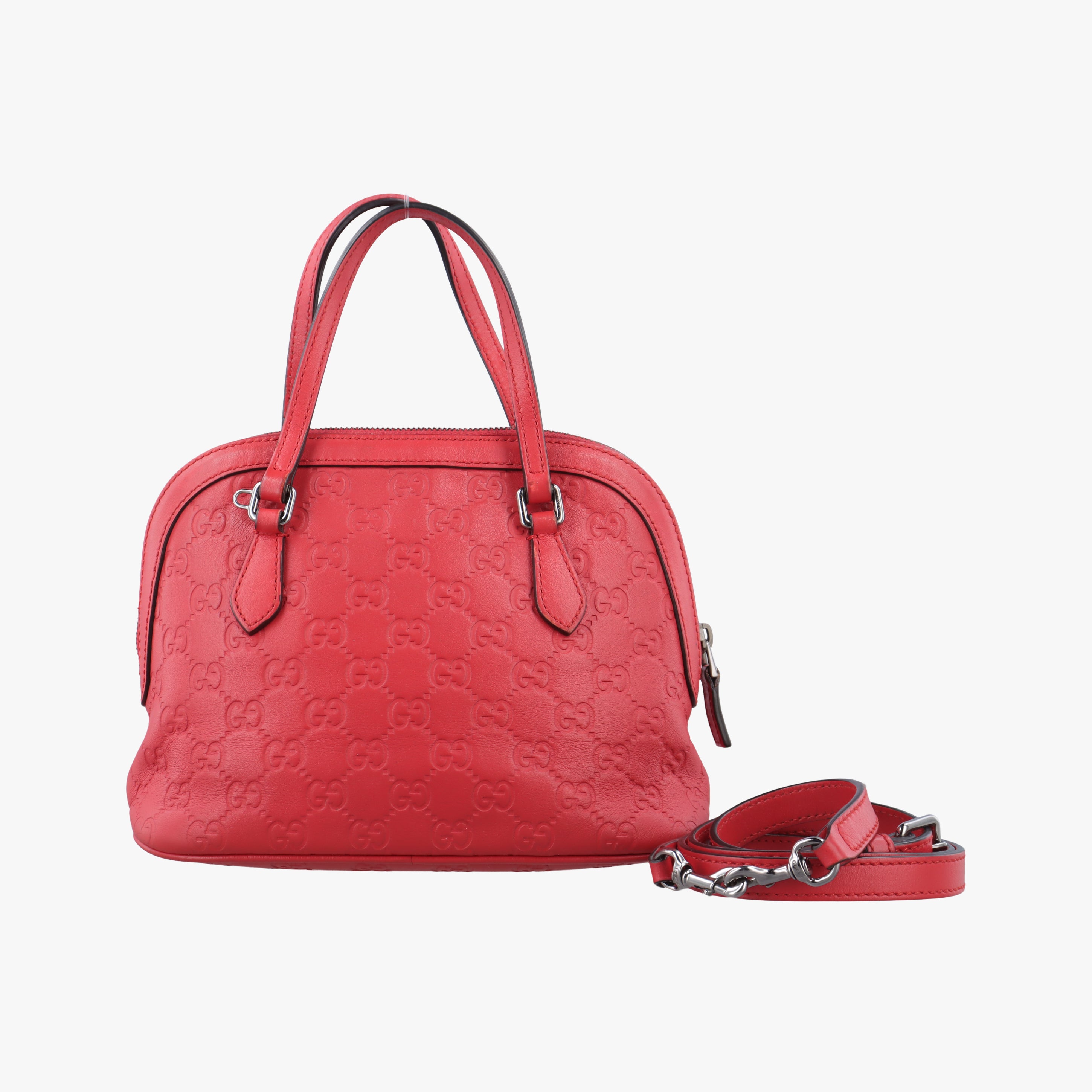 Pre-owned Gucci Microguccissima dome Red Leather 341504 shoulderbag | stylenewstar