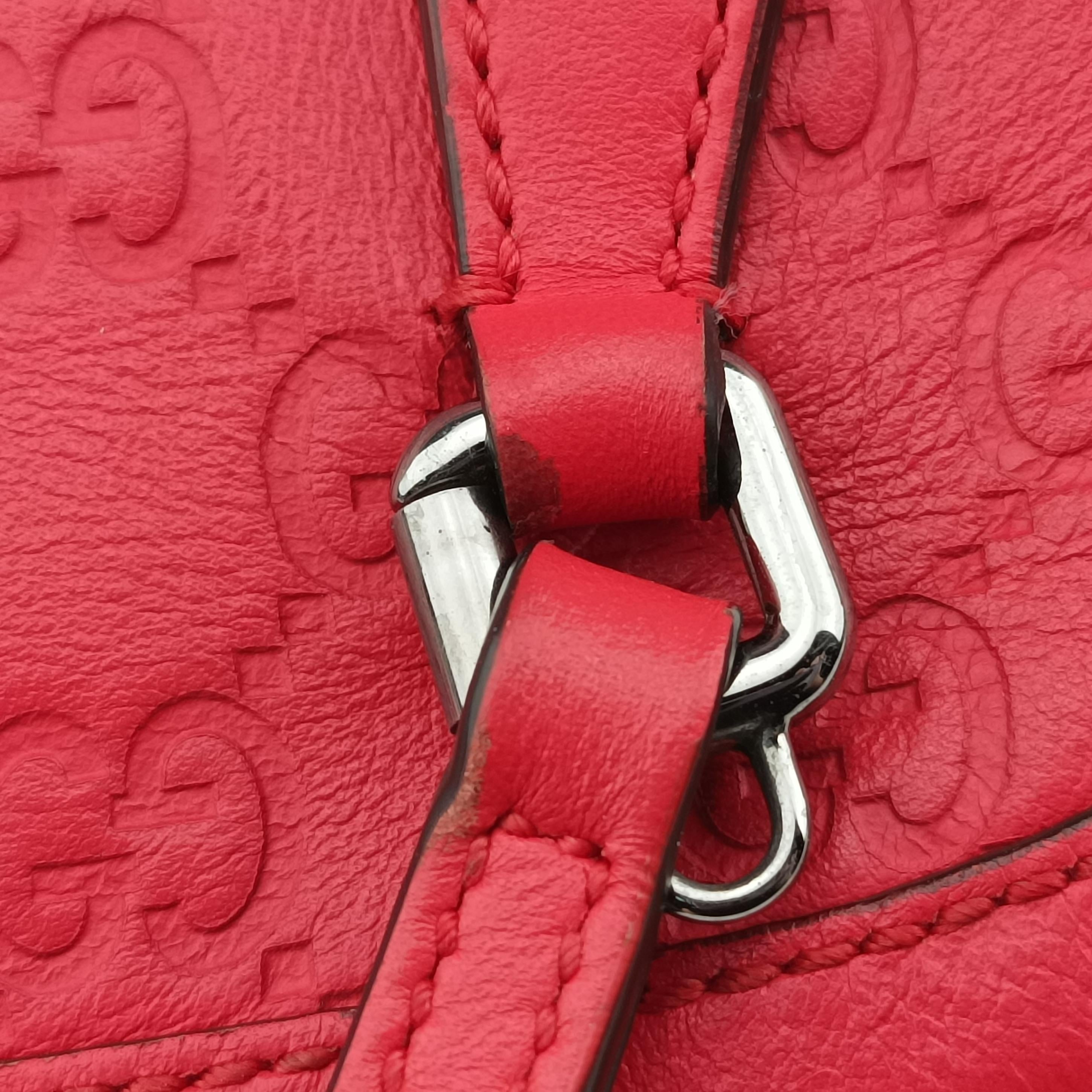 Pre-owned Gucci Microguccissima dome Red Leather 341504 shoulderbag | stylenewstar