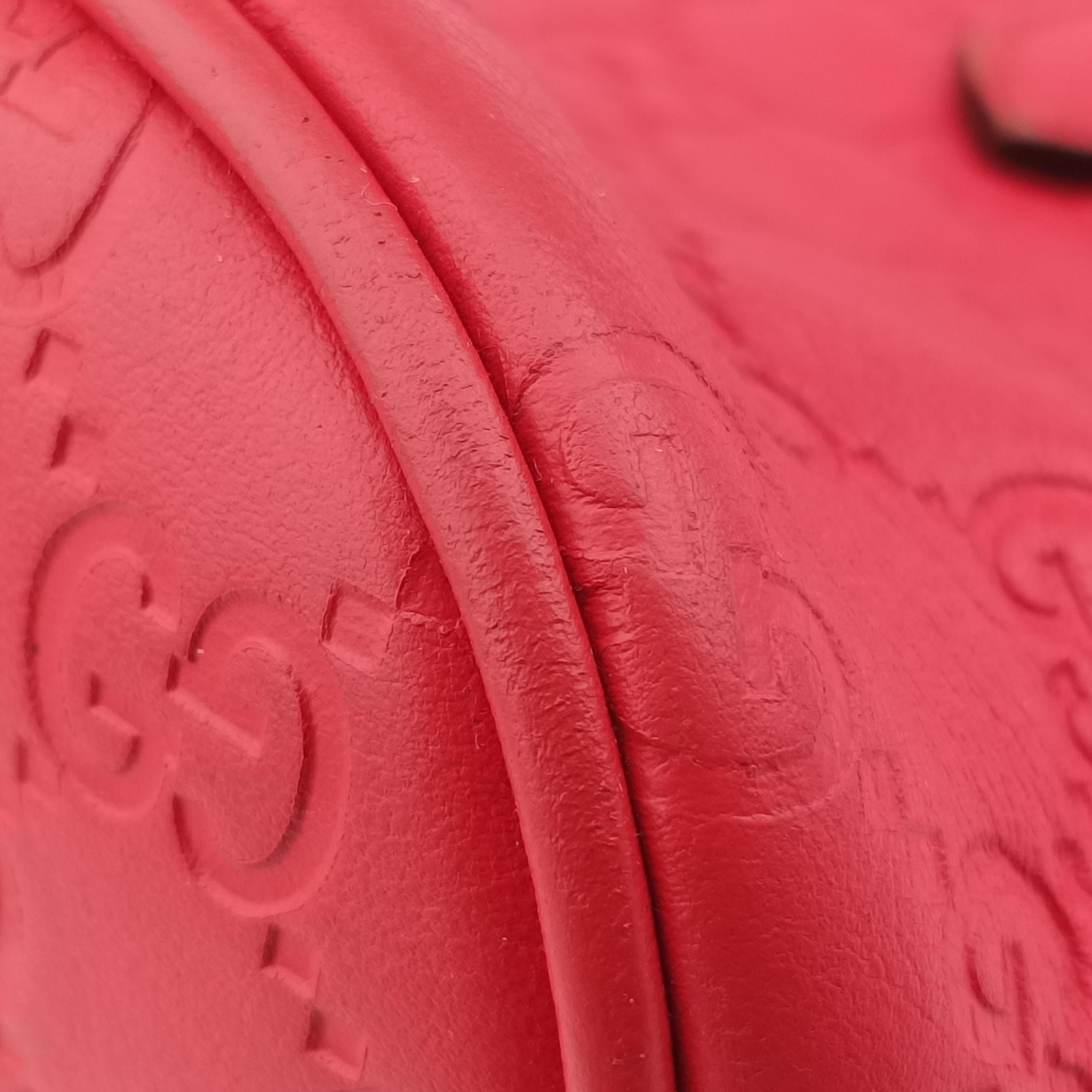 Pre-owned Gucci Microguccissima dome Red Leather 341504 shoulderbag | stylenewstar