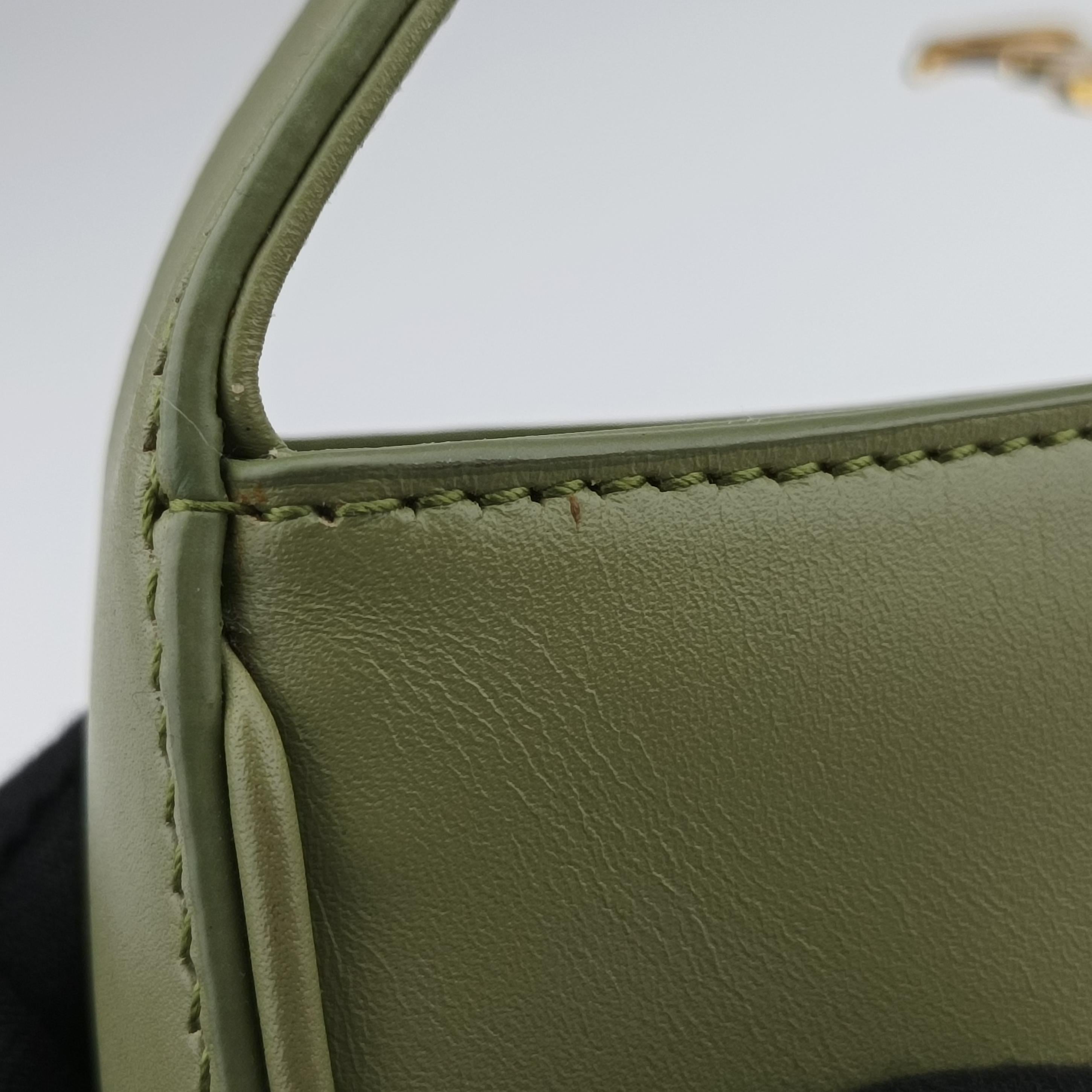 Secondhand Yves Saint Laurent LE 5 a 7Mini Hobo Green Leather 657228 shoulderbag | stylenewstar