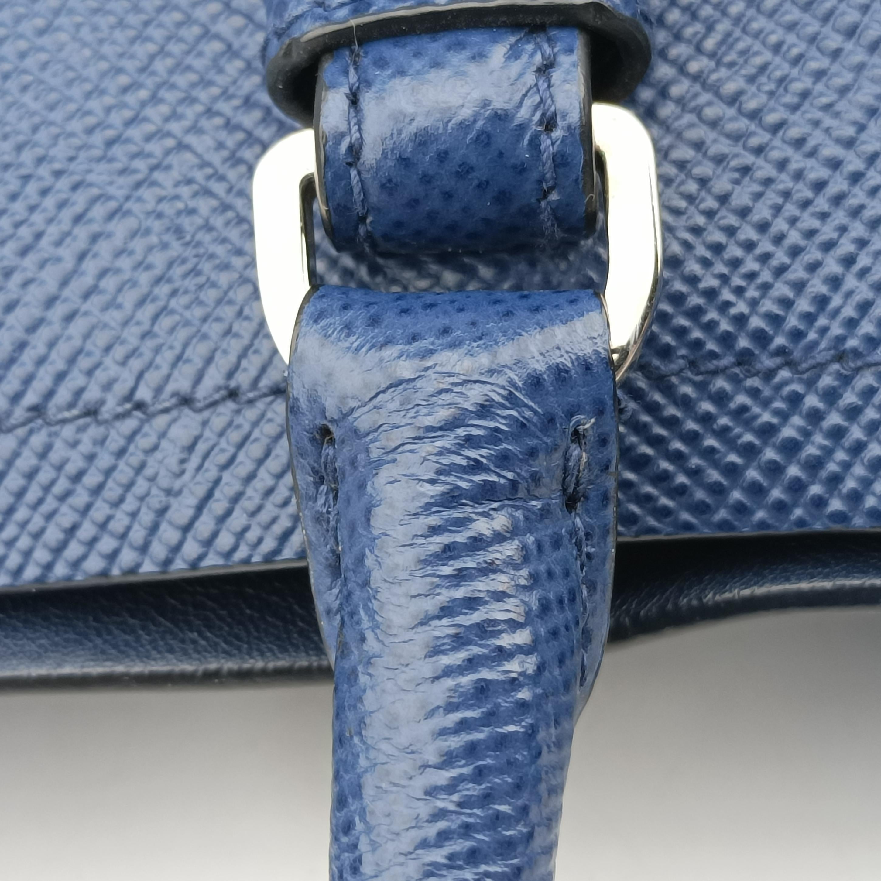 Pre-owned Prada double cuir Blue SAFFIANO Leather 1BG820 shoulderbag | stylenewstar