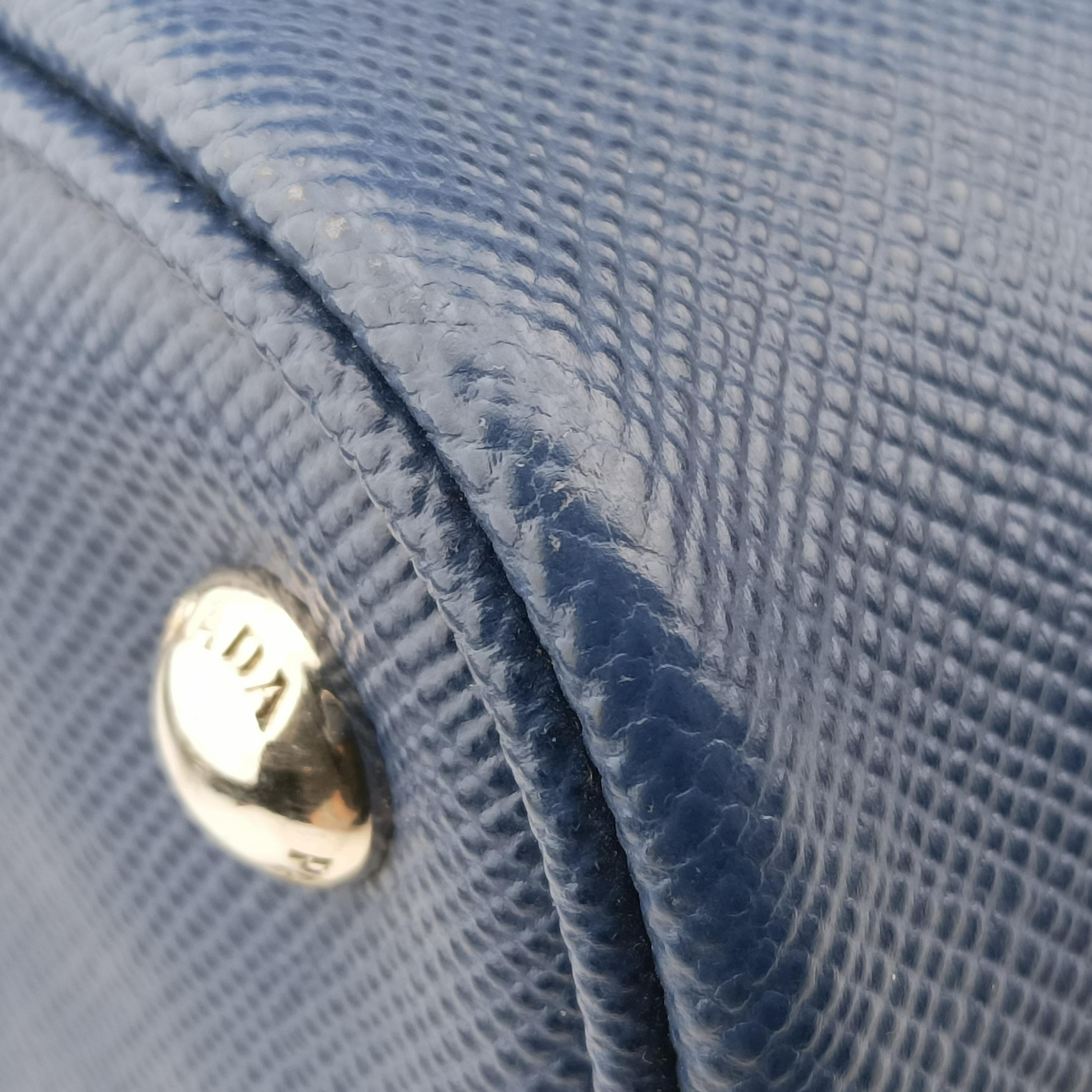 Pre-owned Prada double cuir Blue SAFFIANO Leather 1BG820 shoulderbag | stylenewstar