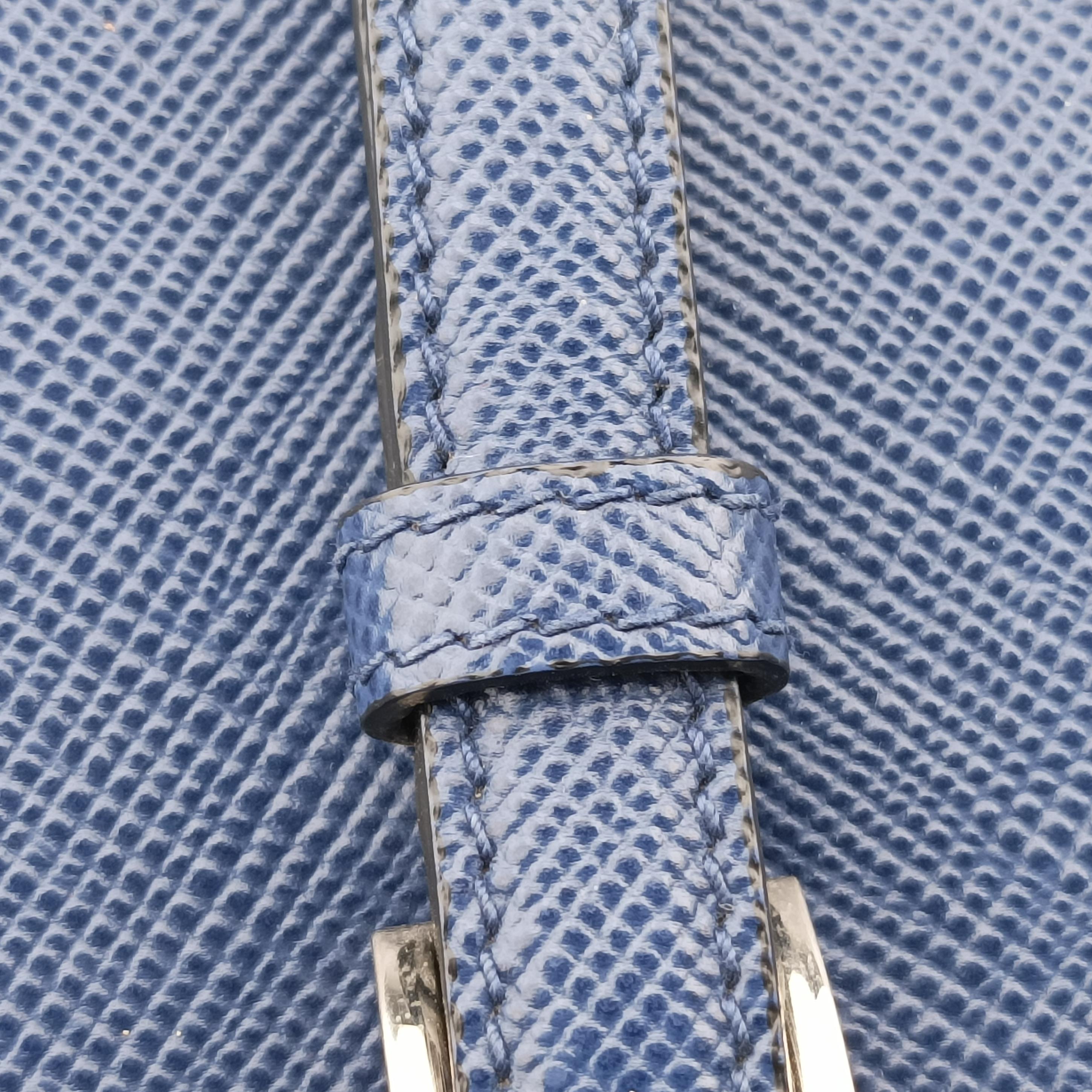 Pre-owned Prada double cuir Blue SAFFIANO Leather 1BG820 shoulderbag | stylenewstar