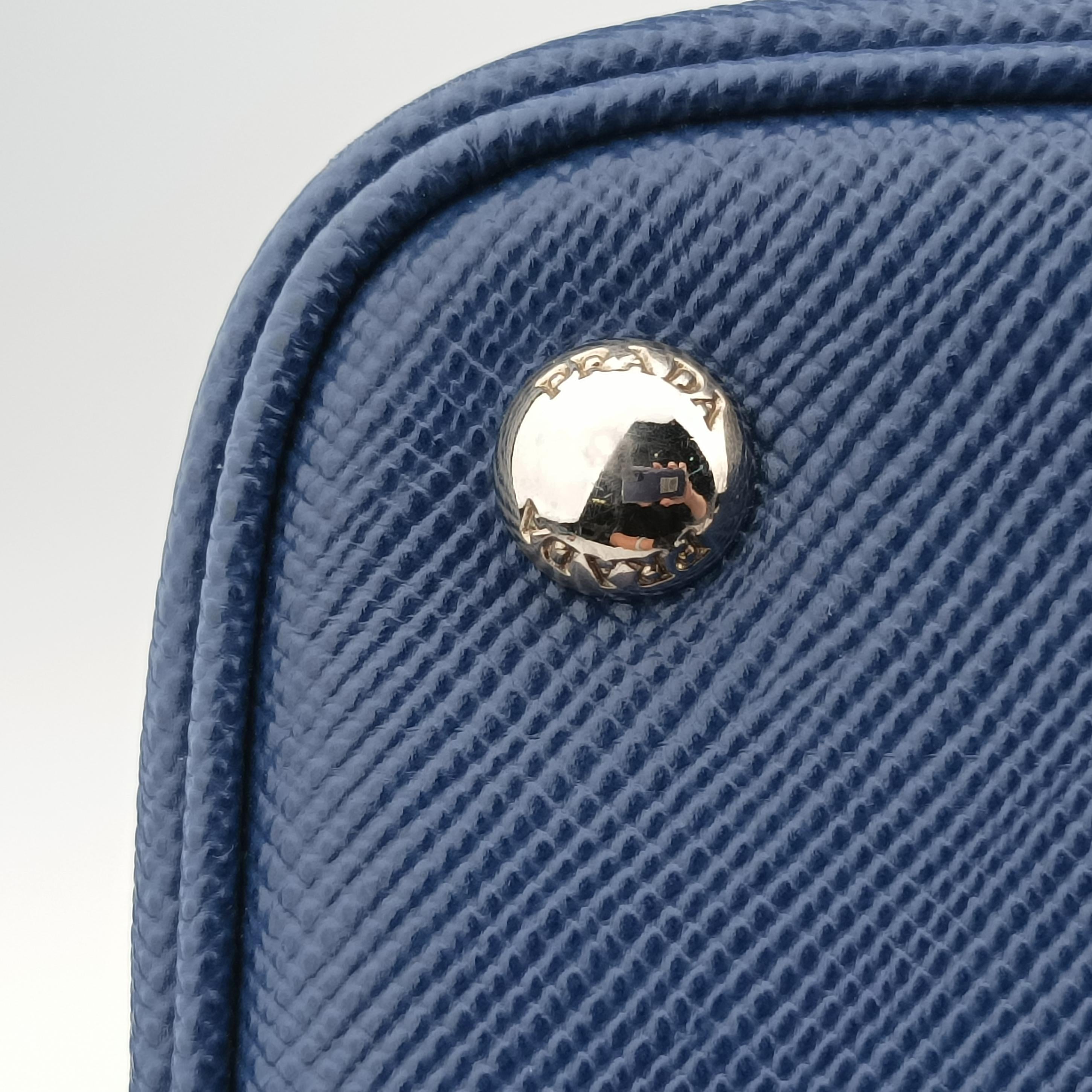 Pre-owned Prada double cuir Blue SAFFIANO Leather 1BG820 shoulderbag | stylenewstar