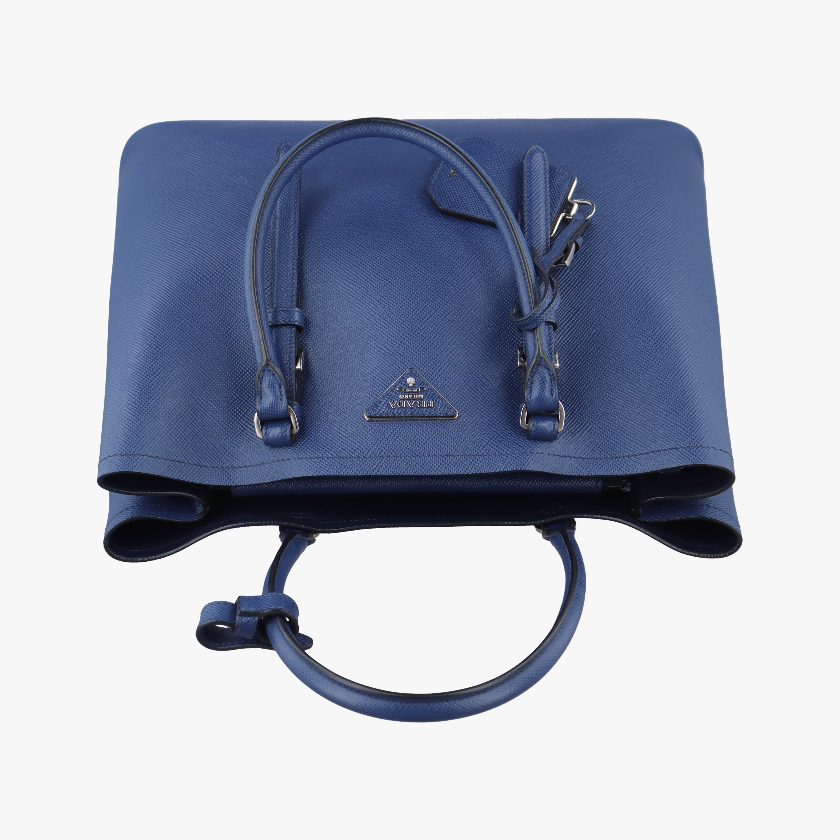 Pre-owned Prada double cuir Blue SAFFIANO Leather 1BG820 shoulderbag | stylenewstar