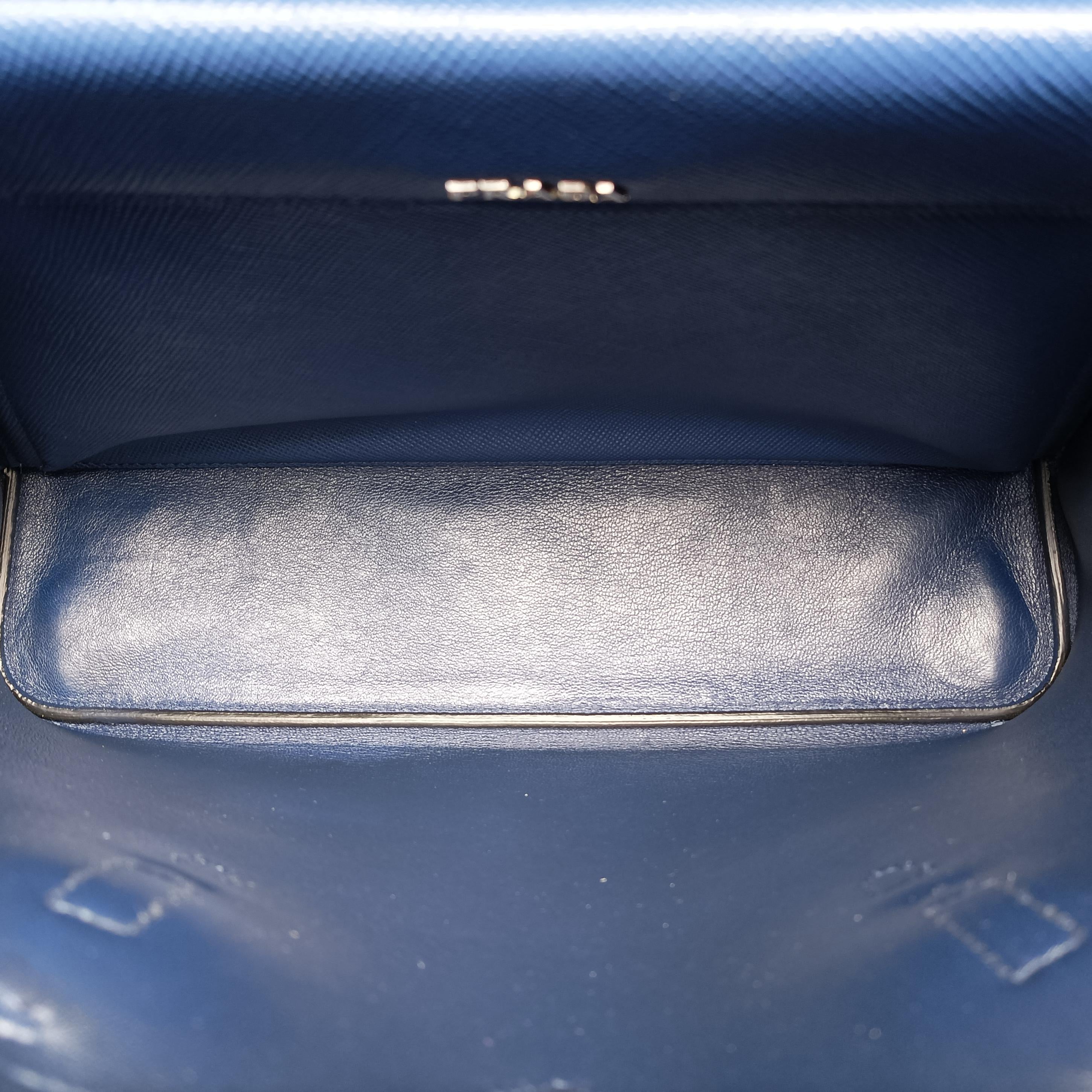Pre-owned Prada double cuir Blue SAFFIANO Leather 1BG820 shoulderbag | stylenewstar