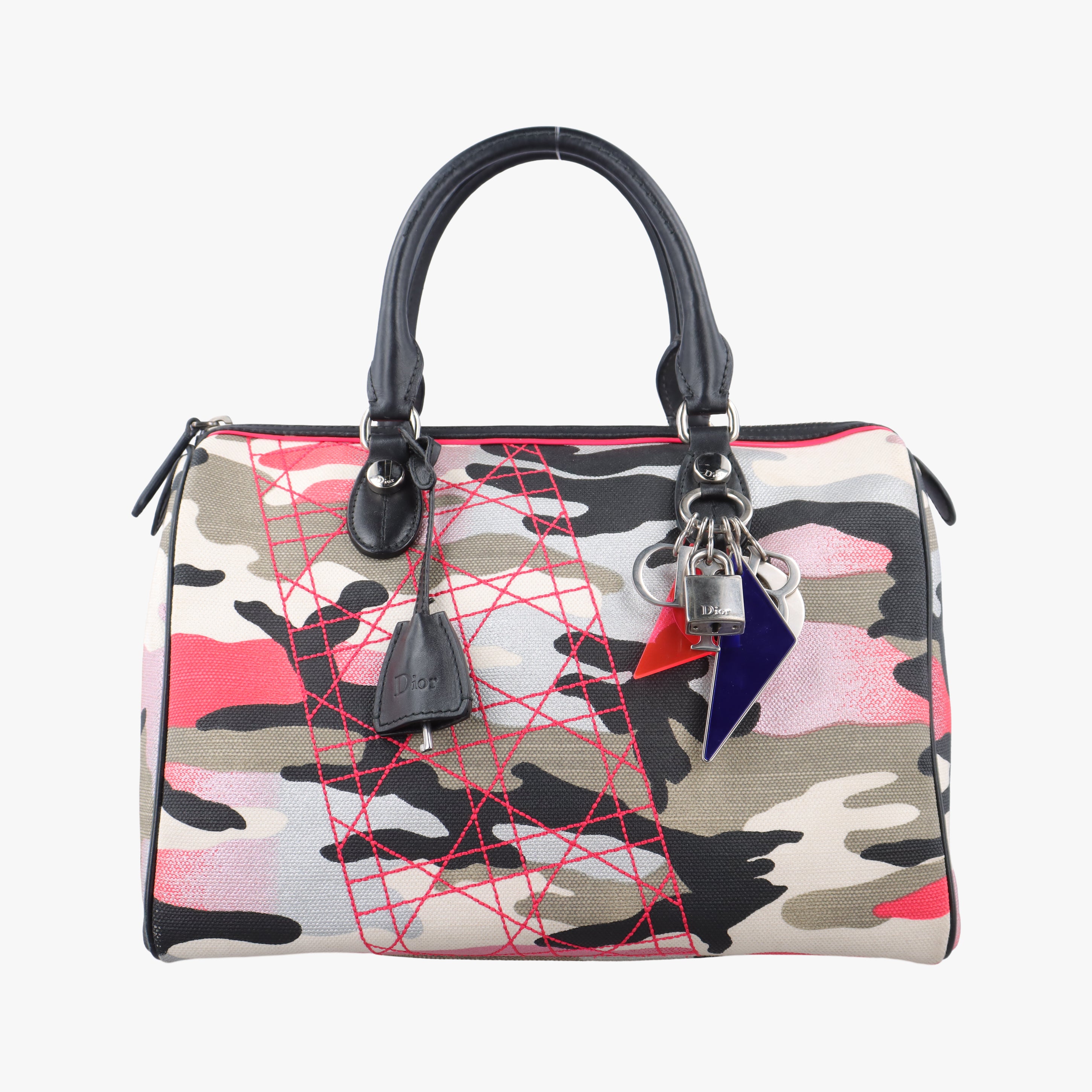 Secondhand Christian Dior Camouflage Print Bowler Multicolour canvas  handbag | stylenewstar