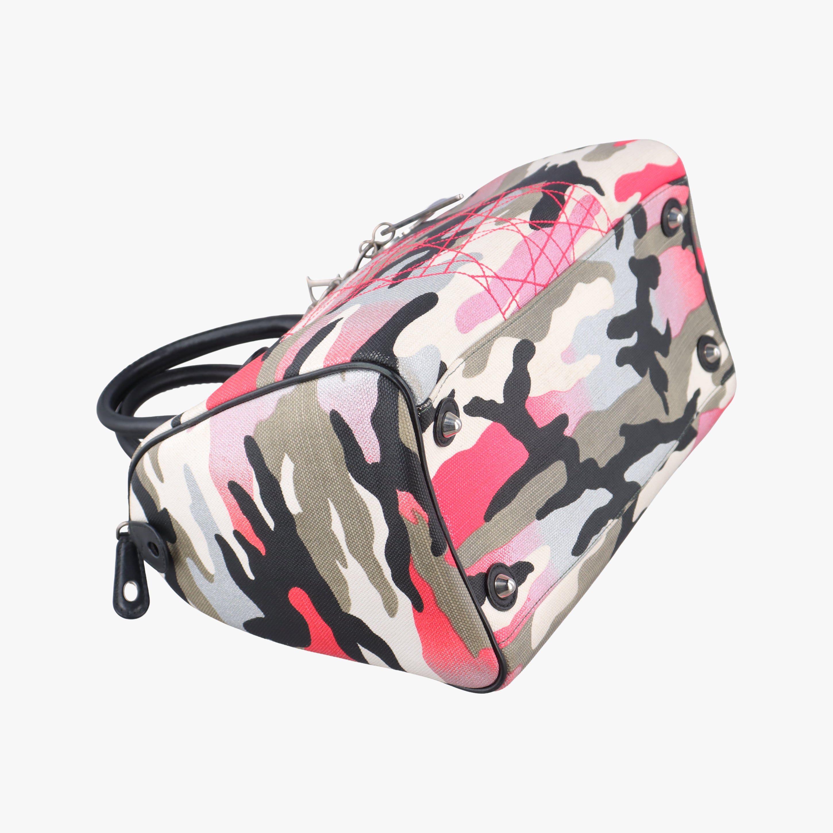 Secondhand Christian Dior Camouflage Print Bowler Multicolour canvas  handbag | stylenewstar