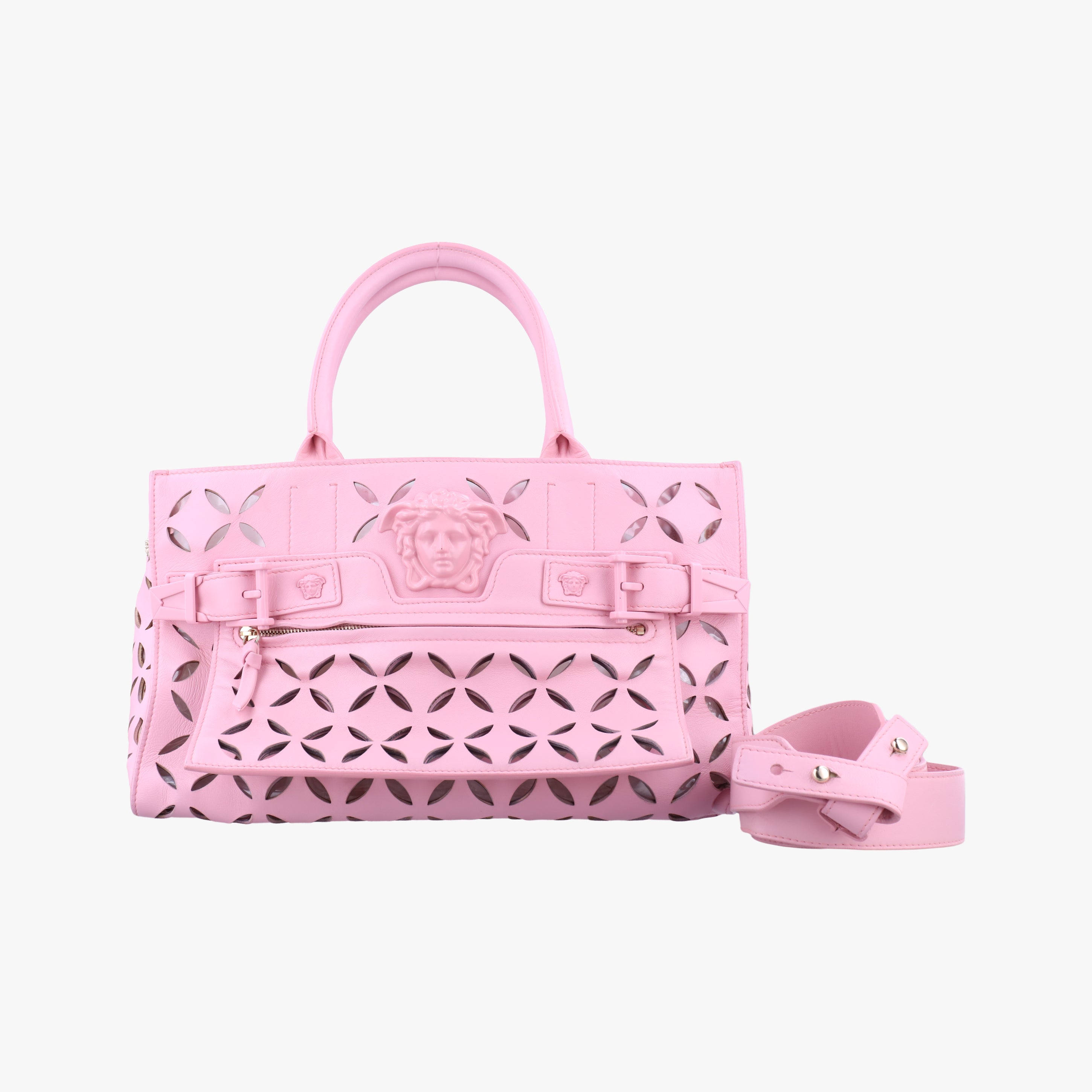 Pre-owned VERSACE Medusa Pink leather  shoulderbag | stylenewstar