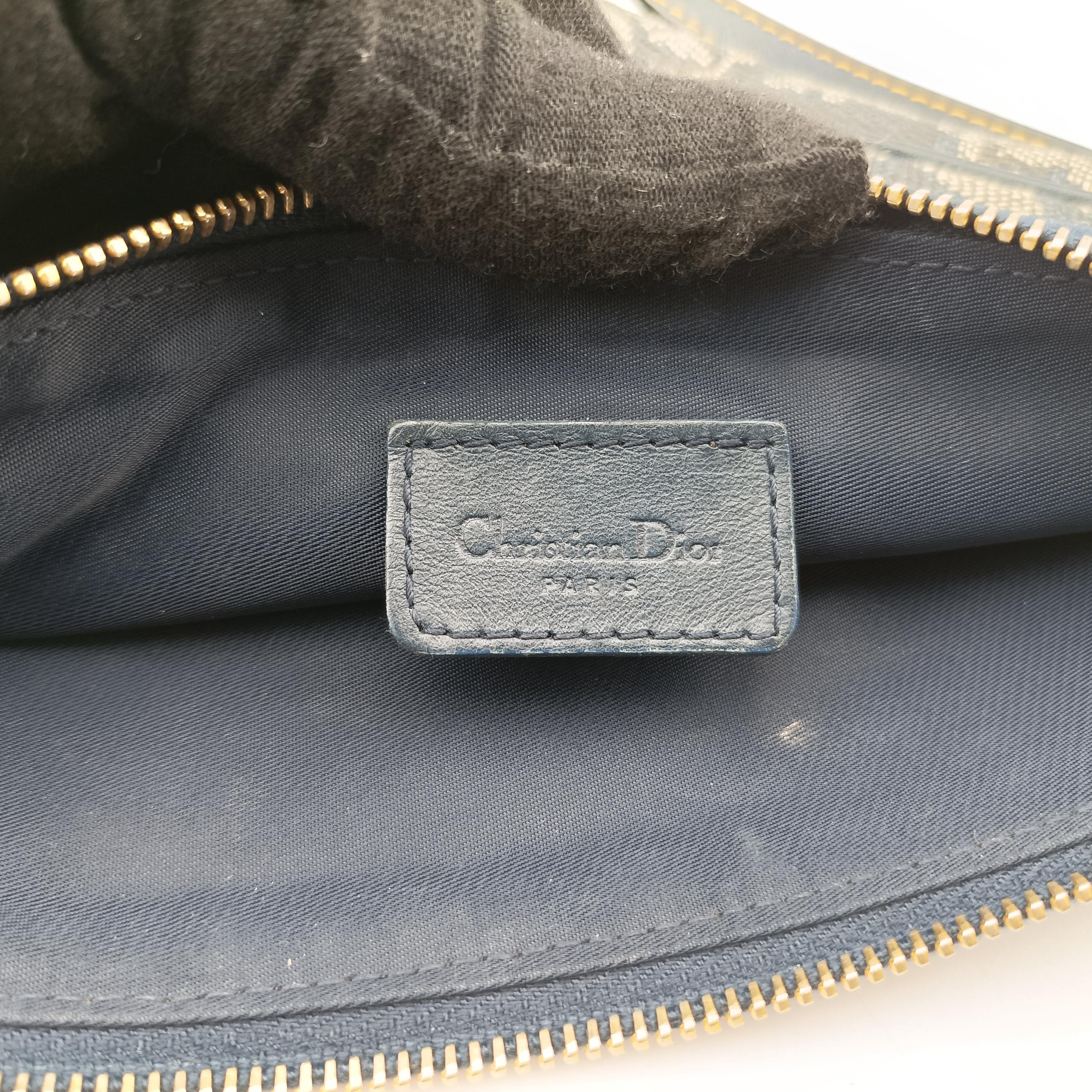 Pre-owned Christian Dior Saddle Gray×Navy Jacquard  handbag | stylenewstar