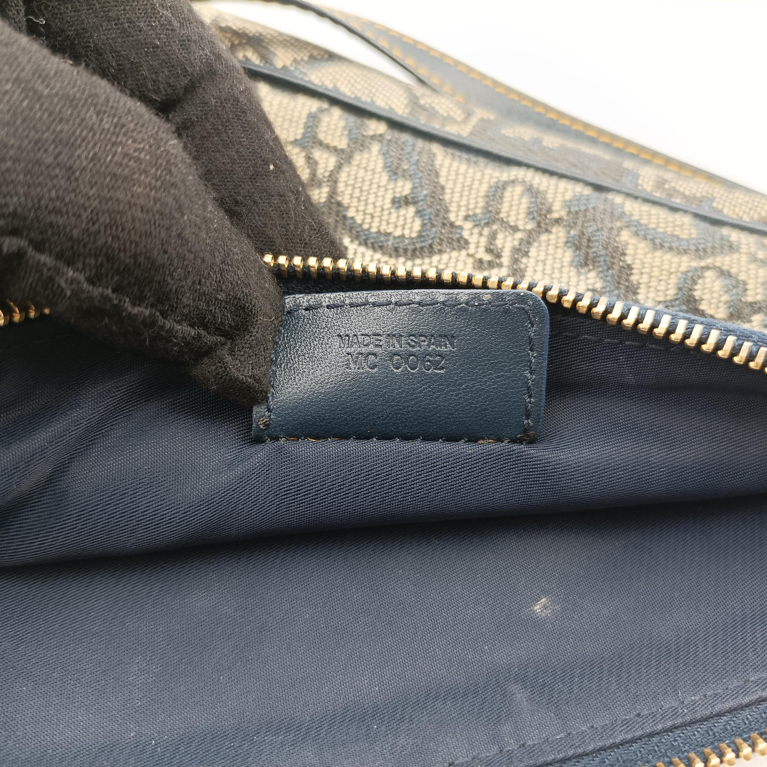 Pre-owned Christian Dior Saddle Gray×Navy Jacquard  handbag | stylenewstar