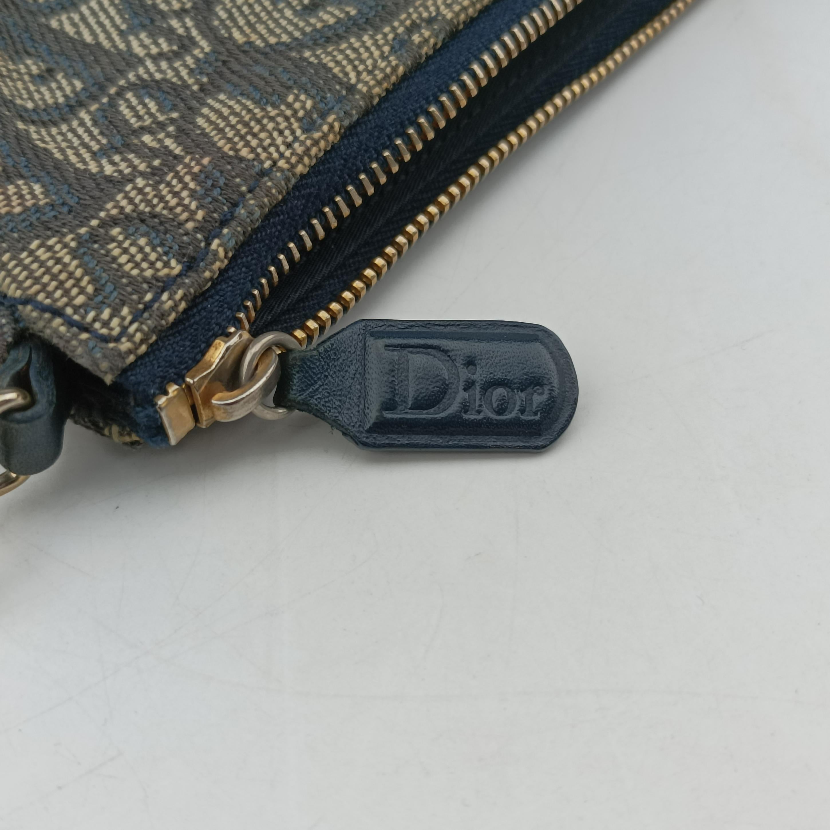 Pre-owned Christian Dior Saddle Gray×Navy Jacquard  handbag | stylenewstar