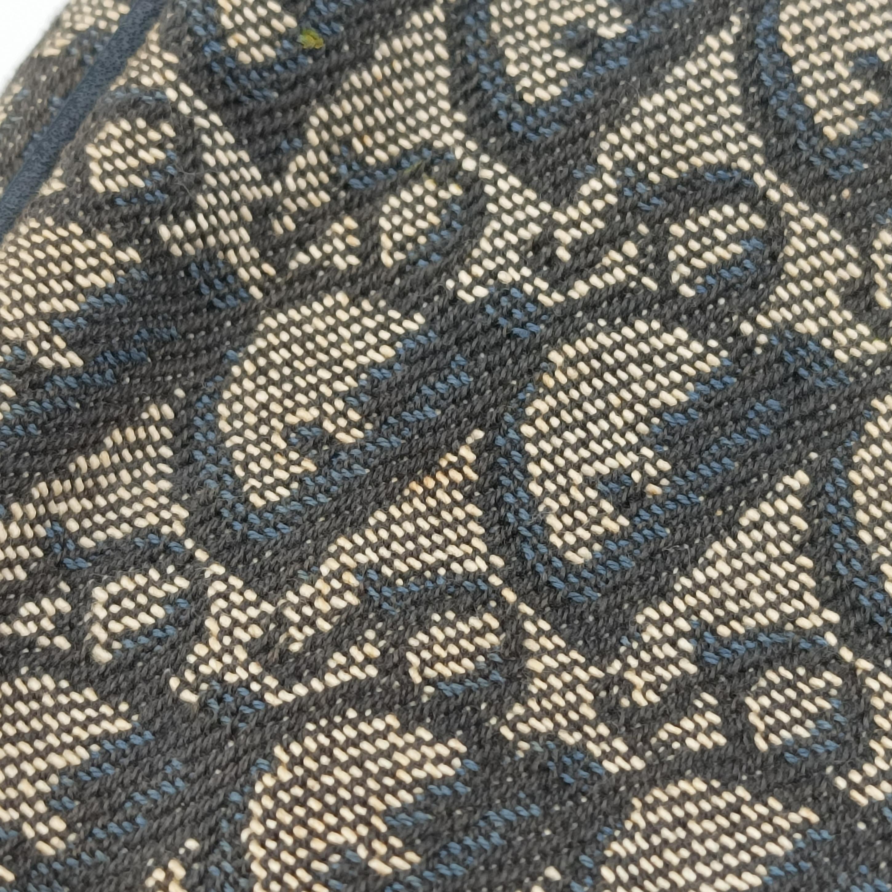Pre-owned Christian Dior Saddle Gray×Navy Jacquard  handbag | stylenewstar