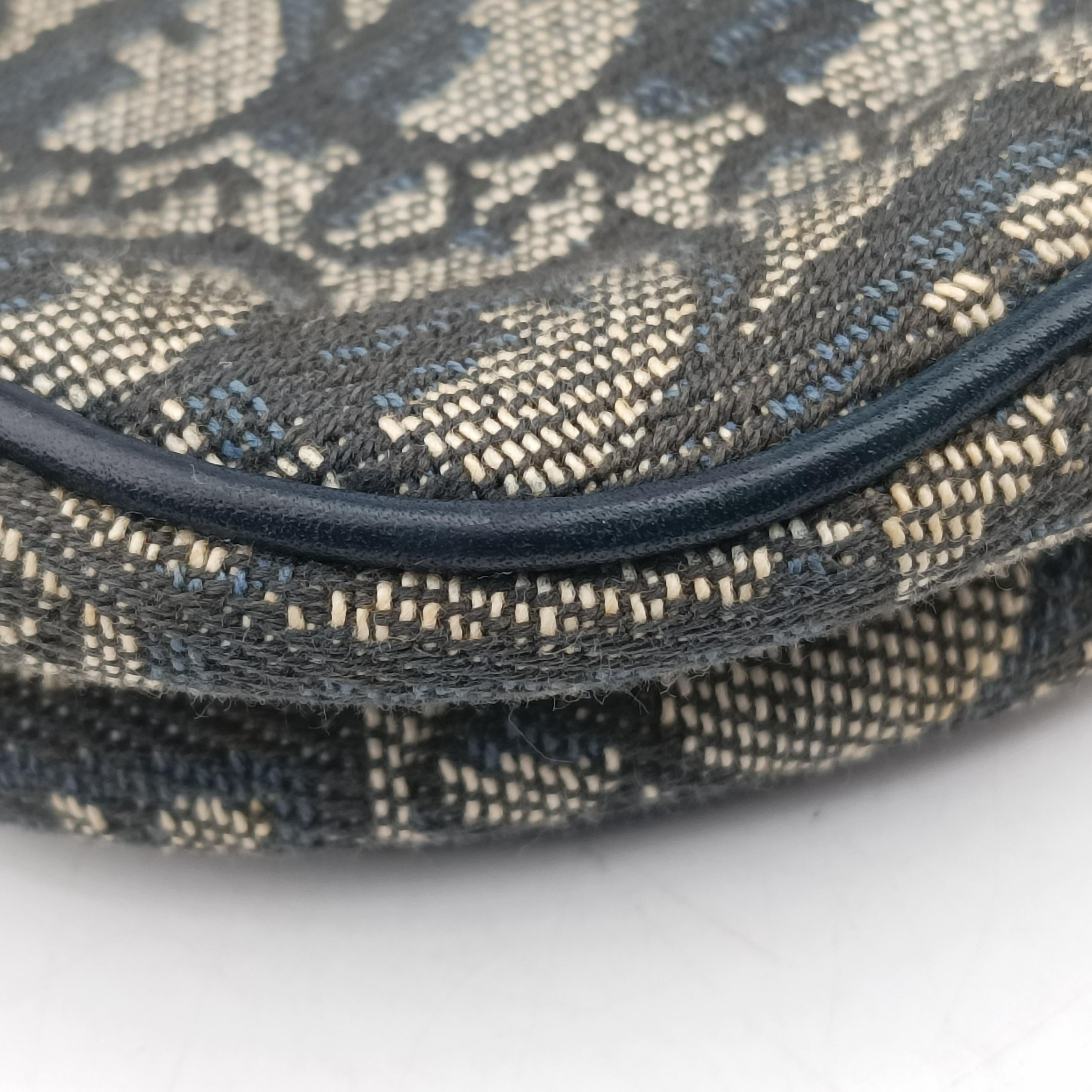 Pre-owned Christian Dior Saddle Gray×Navy Jacquard  handbag | stylenewstar