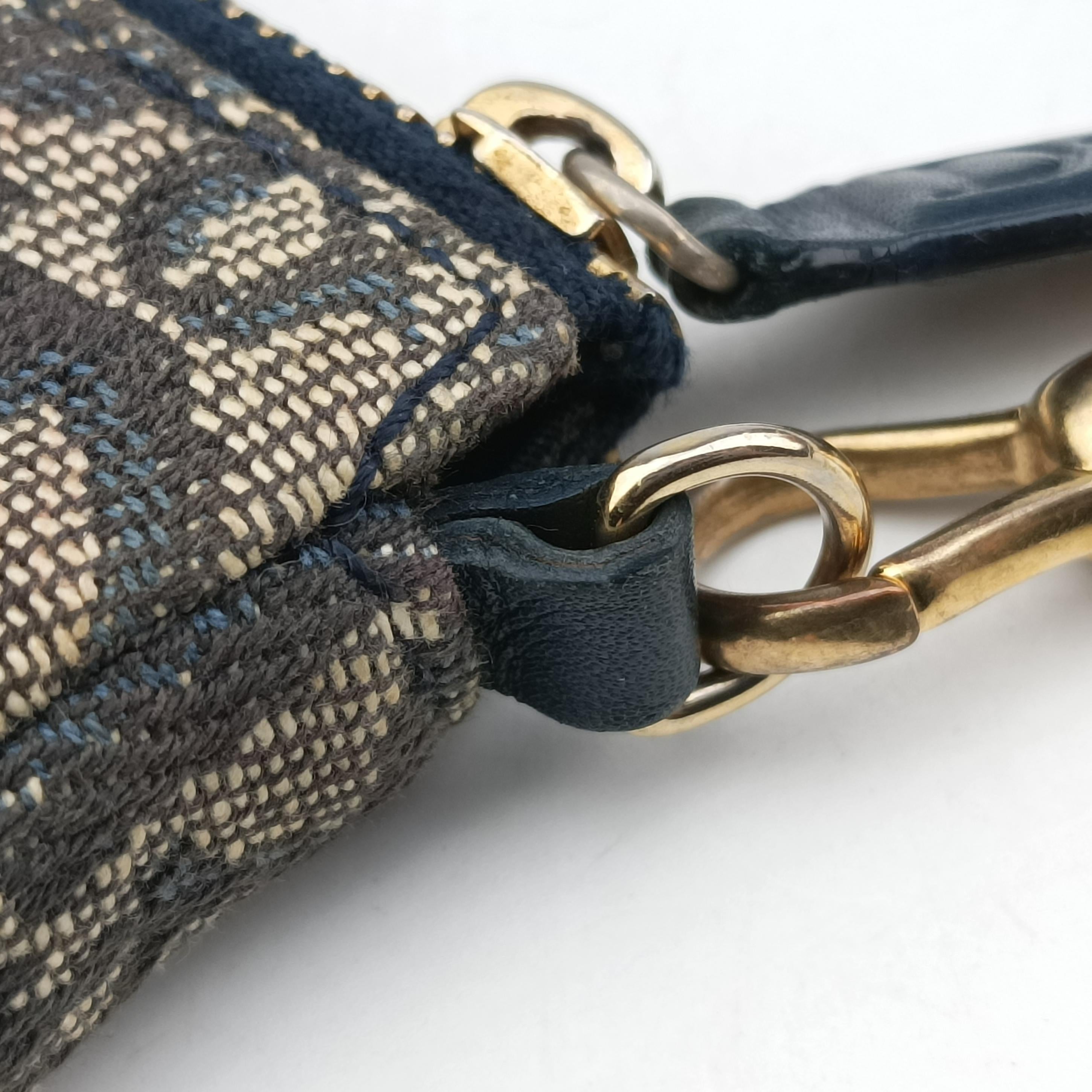 Pre-owned Christian Dior Saddle Gray×Navy Jacquard  handbag | stylenewstar