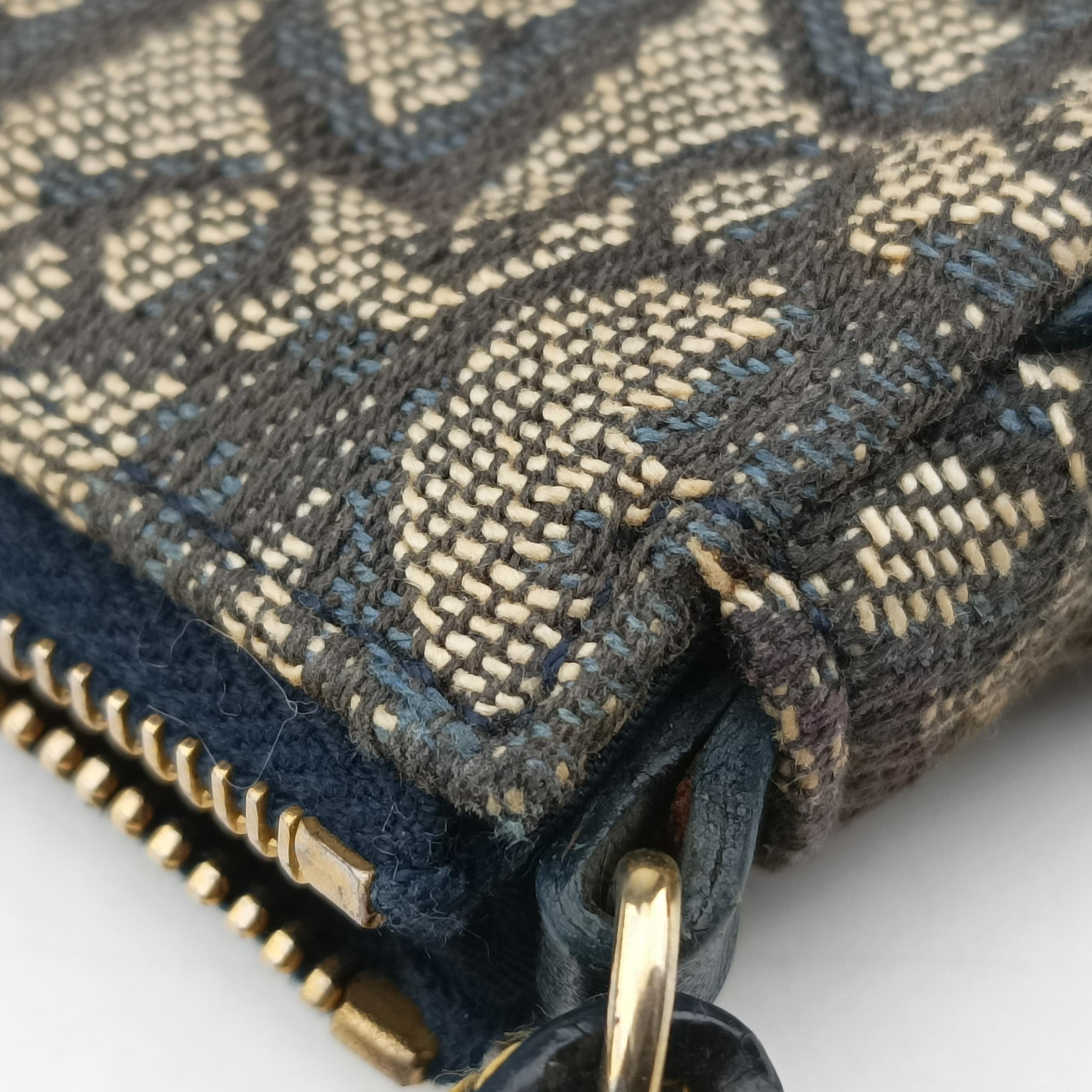 Pre-owned Christian Dior Saddle Gray×Navy Jacquard  handbag | stylenewstar