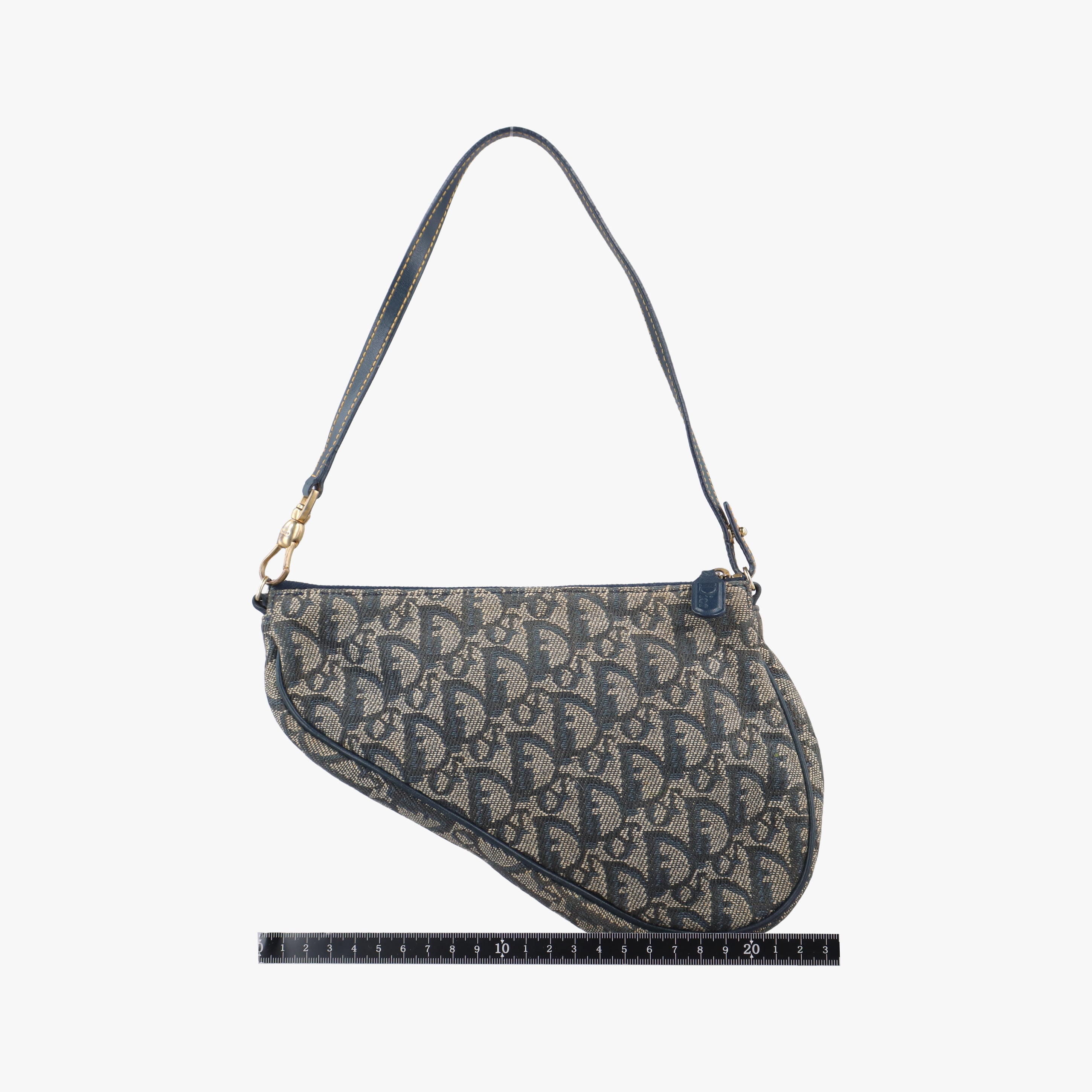 Pre-owned Christian Dior Saddle Gray×Navy Jacquard  handbag | stylenewstar