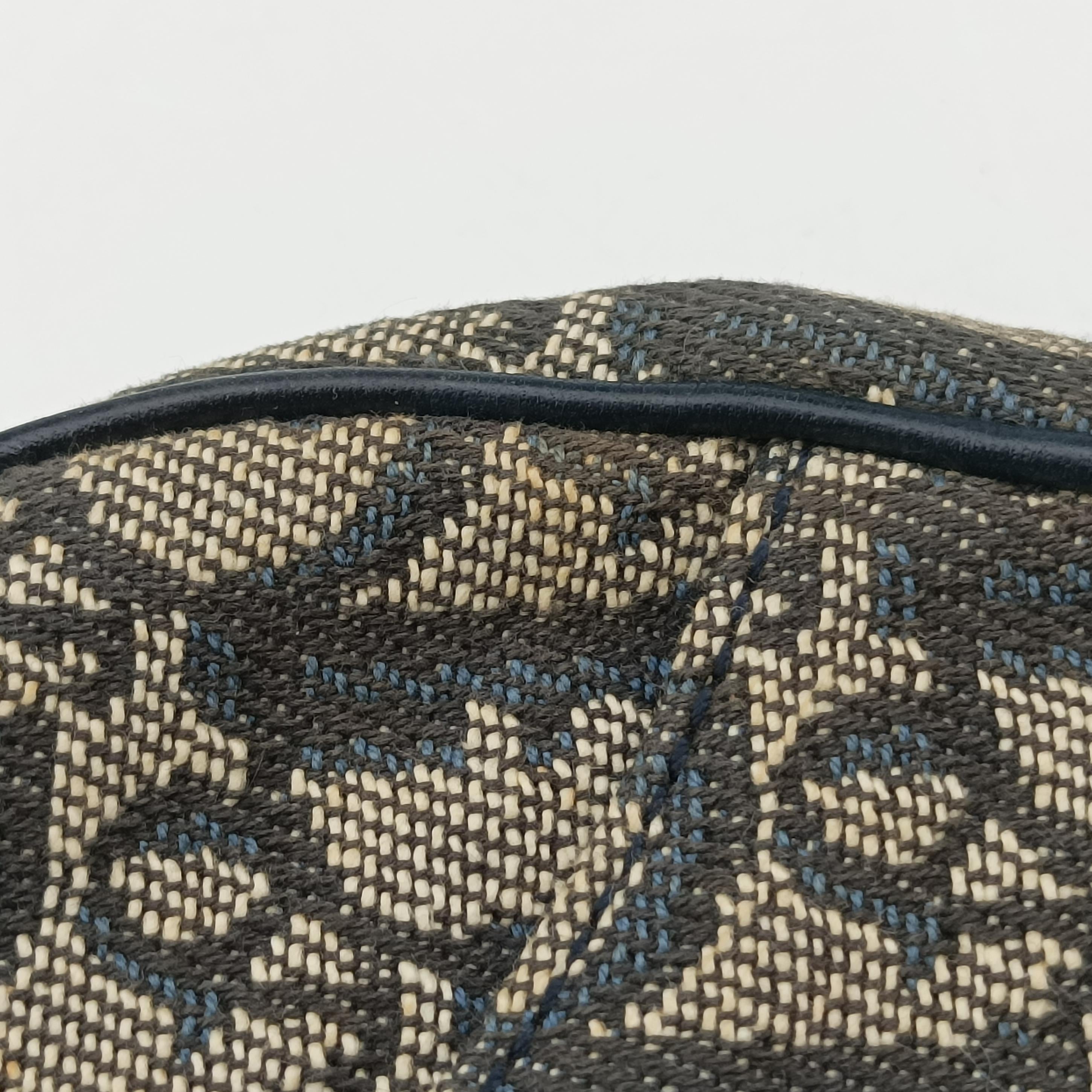 Pre-owned Christian Dior Saddle Gray×Navy Jacquard  handbag | stylenewstar