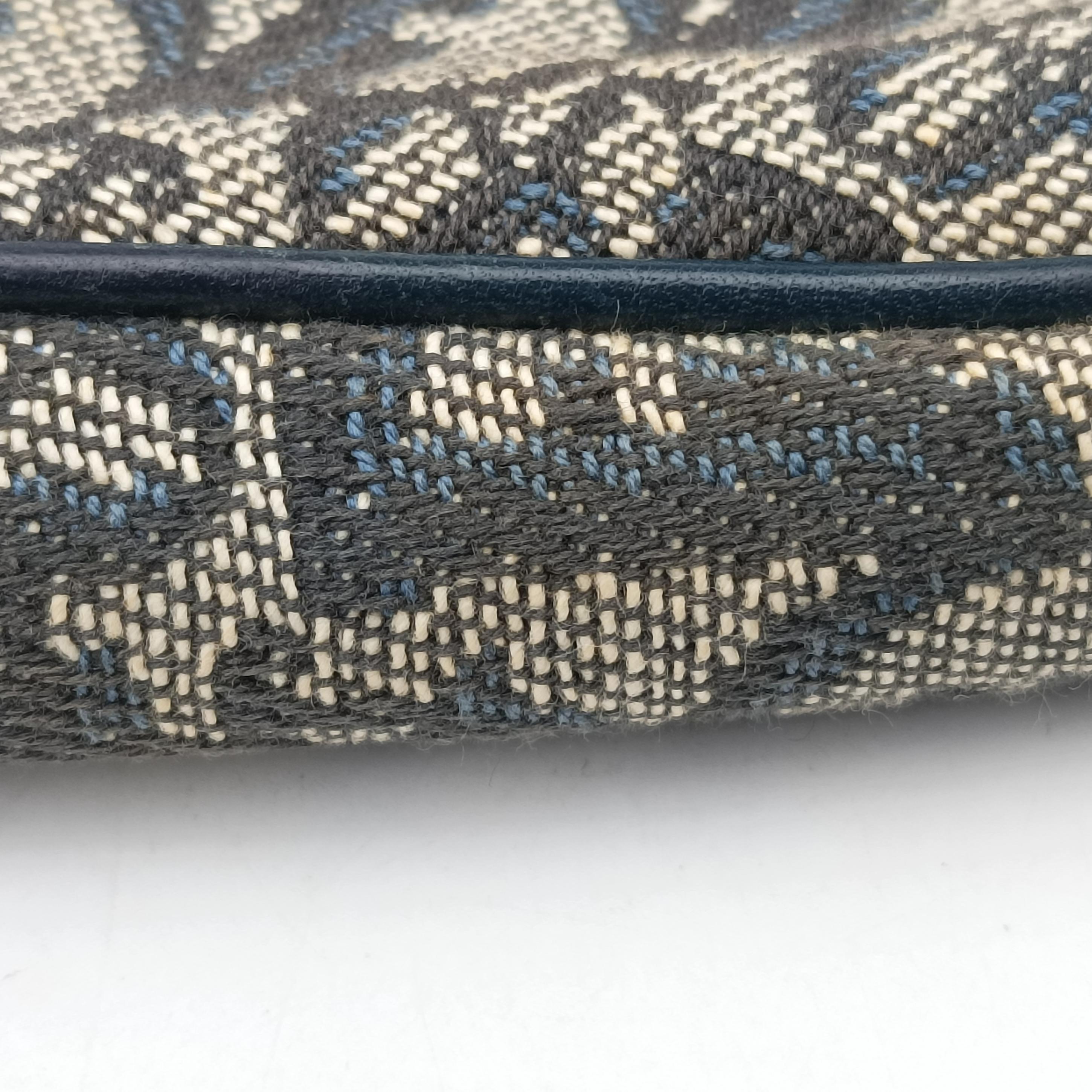 Pre-owned Christian Dior Saddle Gray×Navy Jacquard  handbag | stylenewstar