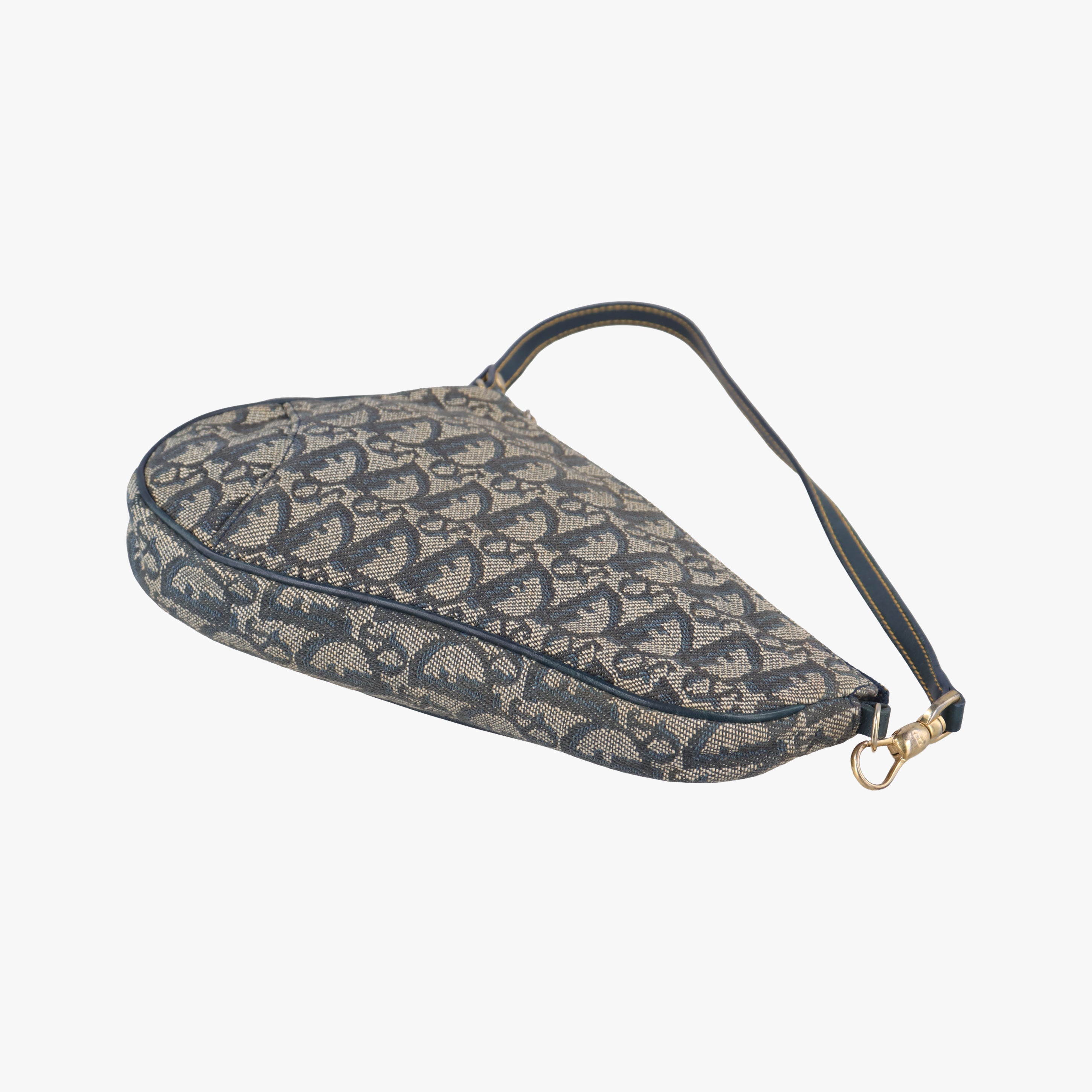 Pre-owned Christian Dior Saddle Gray×Navy Jacquard  handbag | stylenewstar