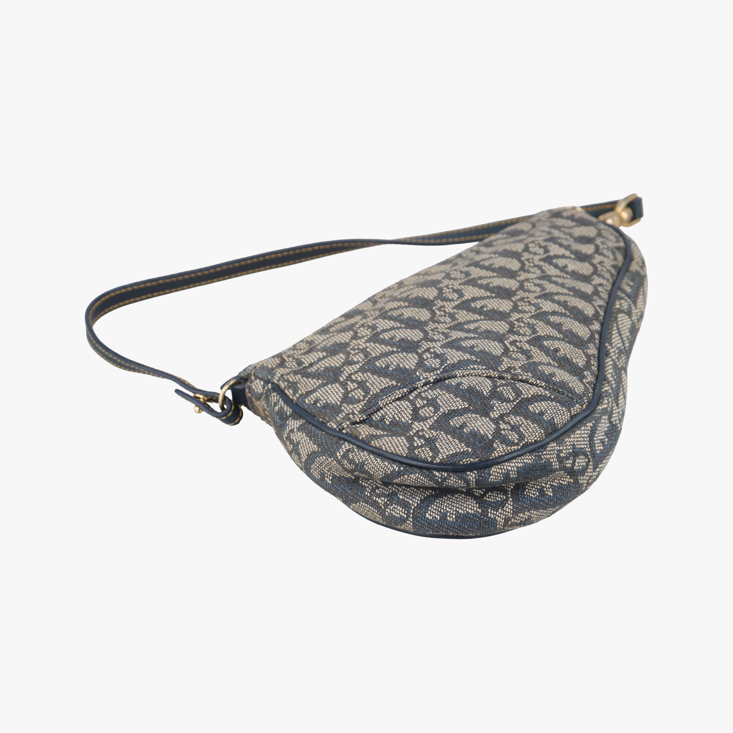 Pre-owned Christian Dior Saddle Gray×Navy Jacquard  handbag | stylenewstar
