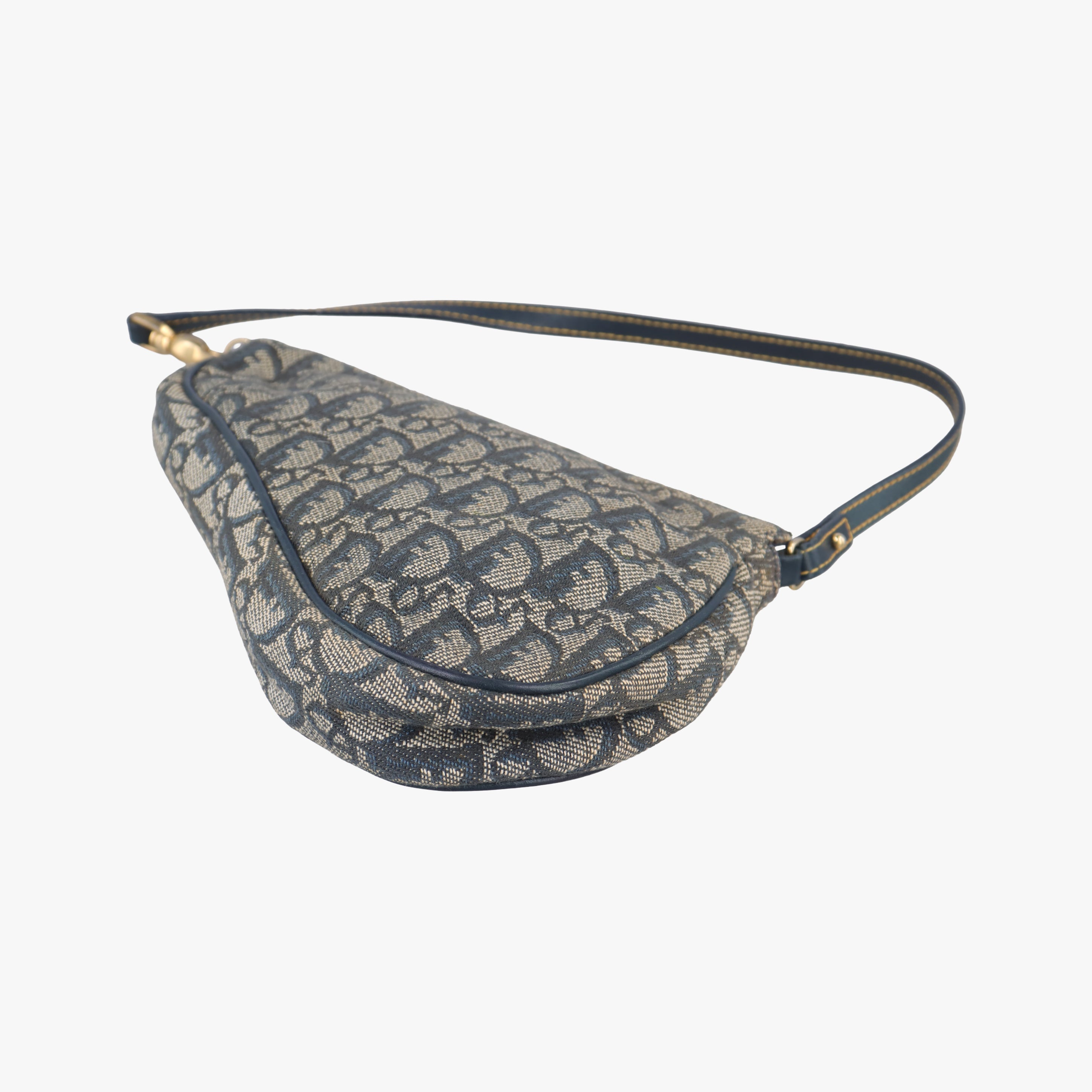 Pre-owned Christian Dior Saddle Gray×Navy Jacquard  handbag | stylenewstar