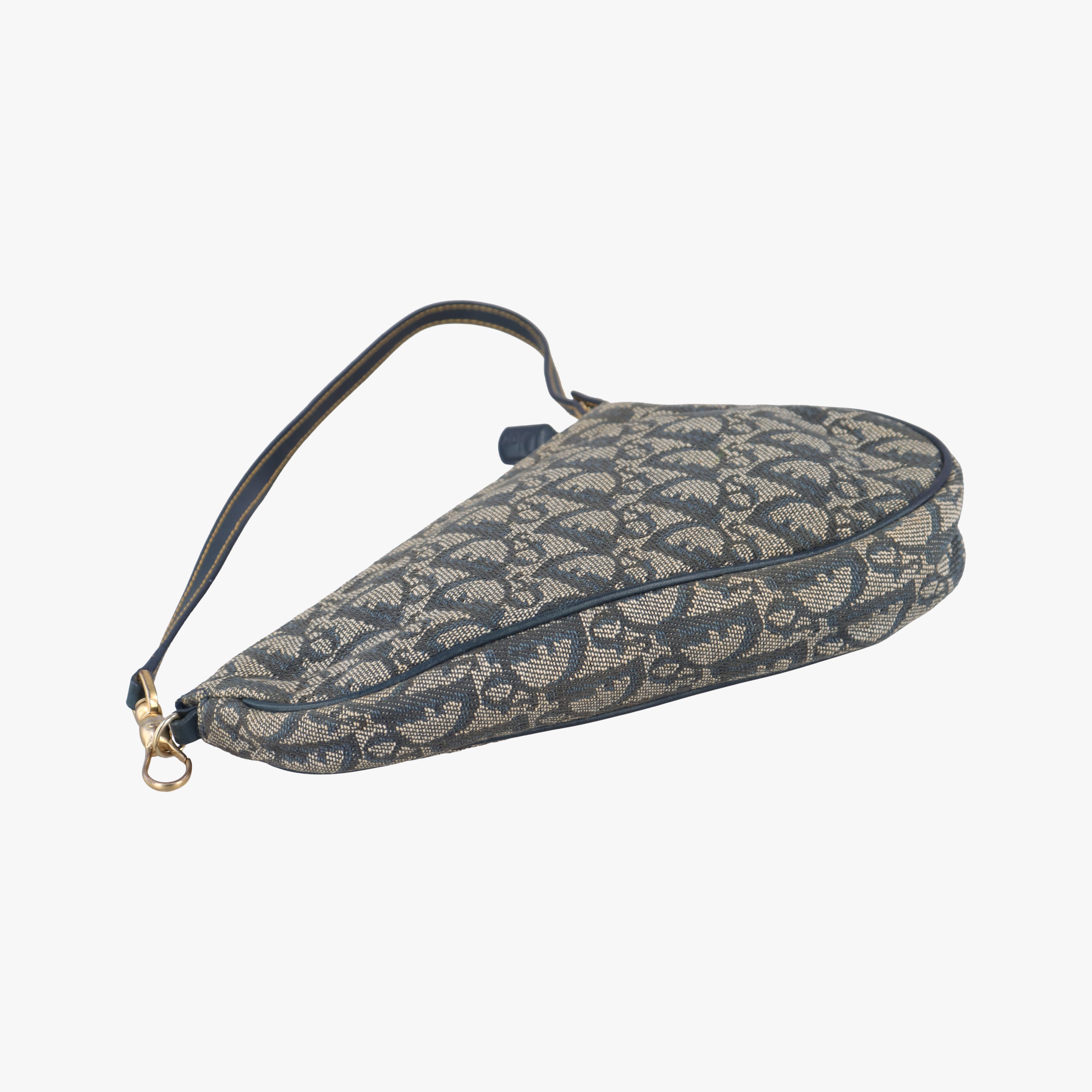 Pre-owned Christian Dior Saddle Gray×Navy Jacquard  handbag | stylenewstar