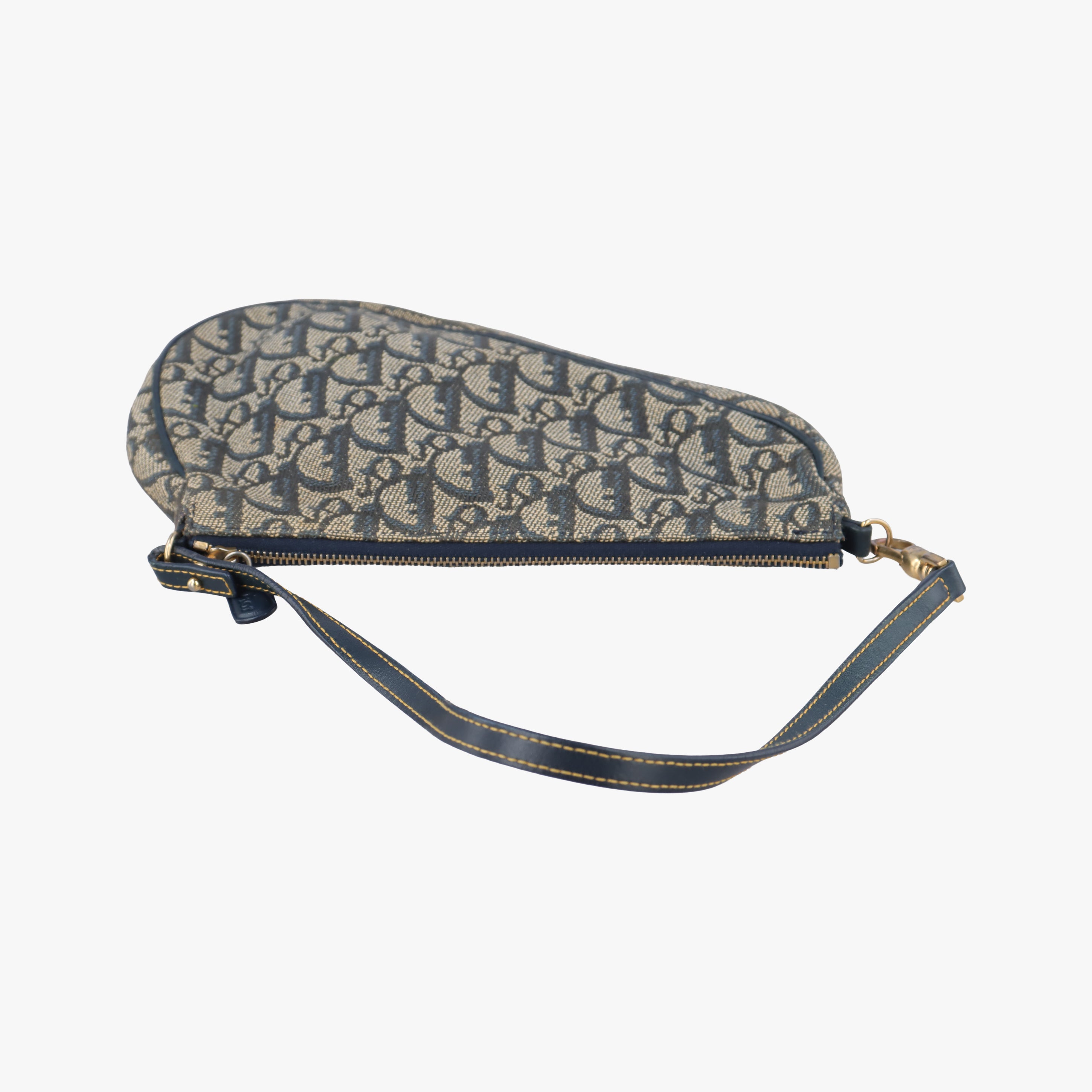 Pre-owned Christian Dior Saddle Gray×Navy Jacquard  handbag | stylenewstar