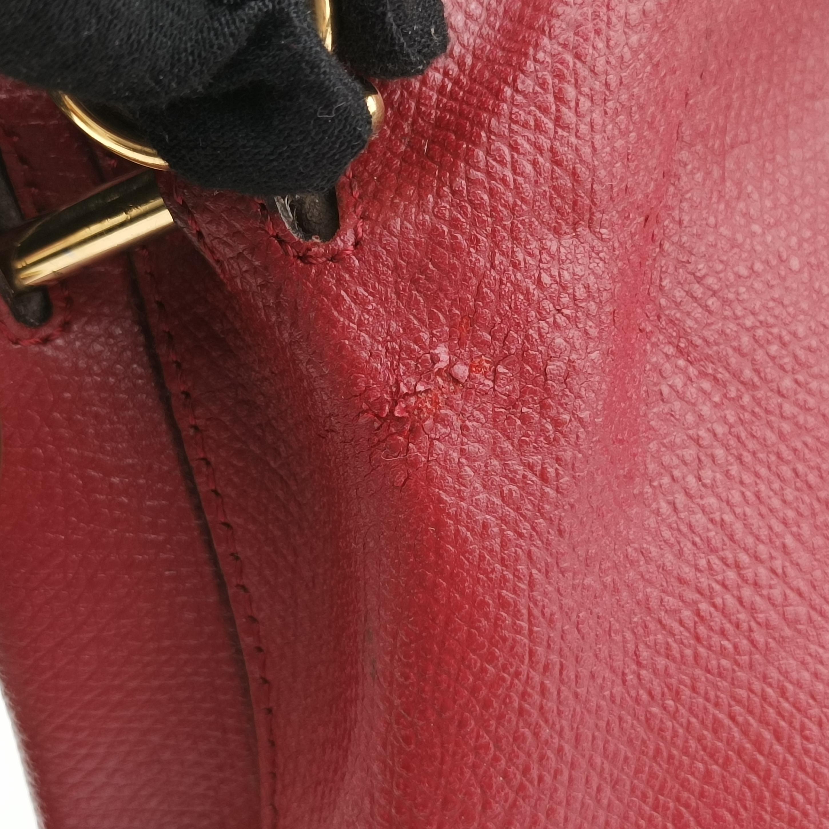 Pre-owned Fendi Mon Tresor Mini Bucket Red Leather 8BS010 shoulderbag | stylenewstar