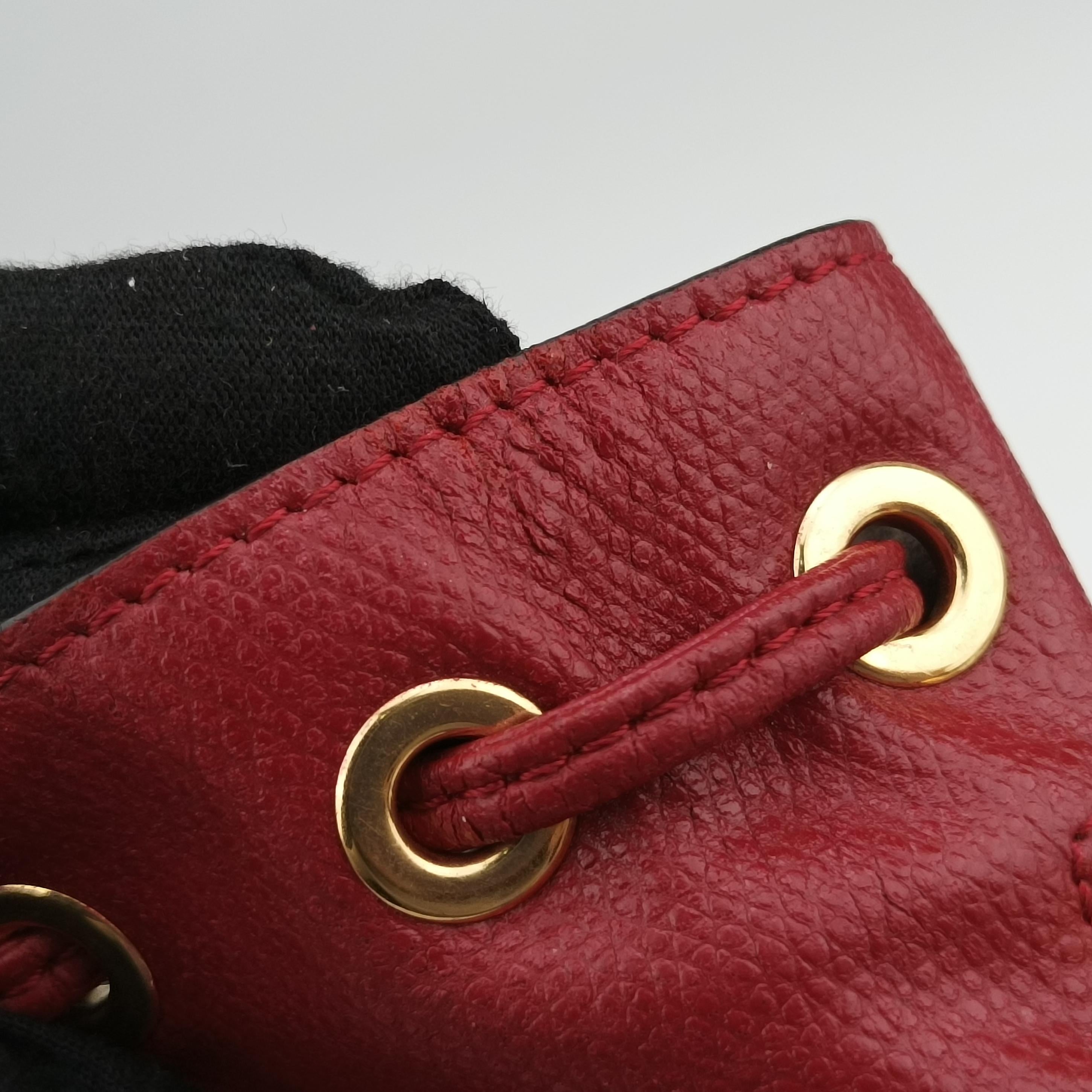 Pre-owned Fendi Mon Tresor Mini Bucket Red Leather 8BS010 shoulderbag | stylenewstar