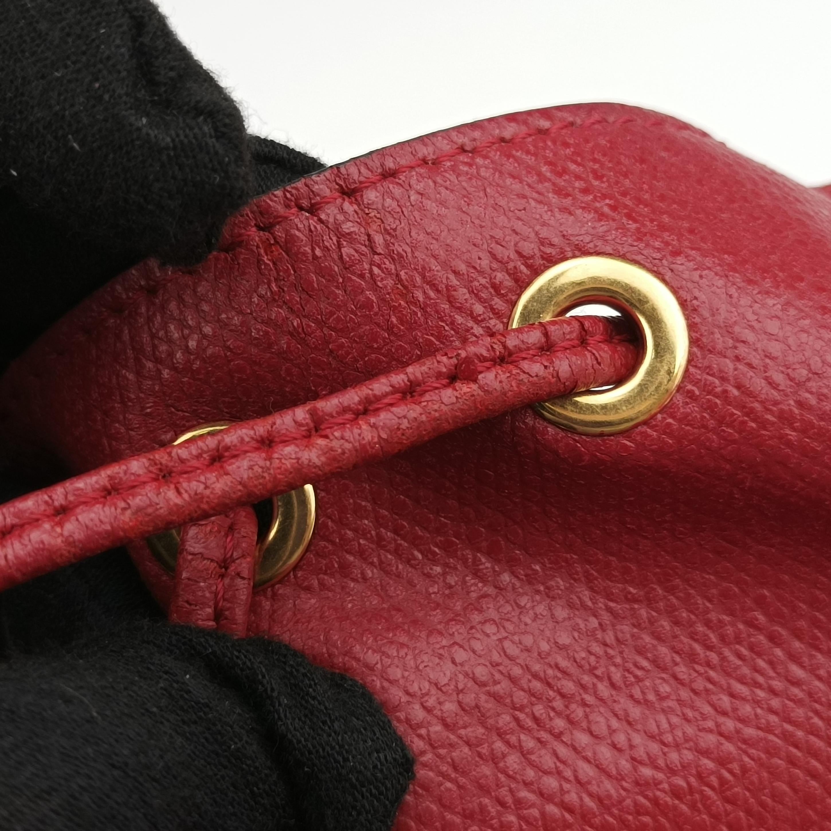 Pre-owned Fendi Mon Tresor Mini Bucket Red Leather 8BS010 shoulderbag | stylenewstar