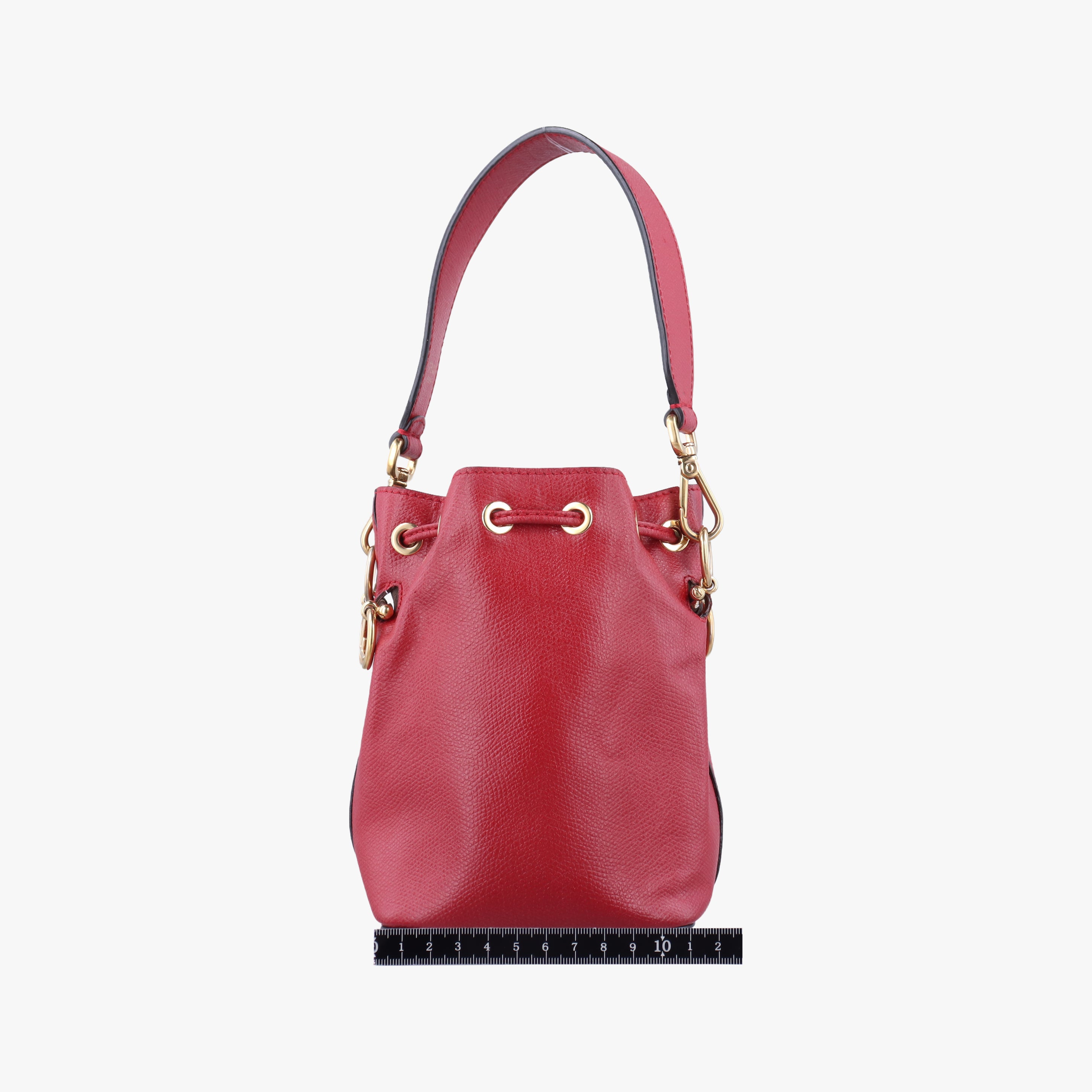 Pre-owned Fendi Mon Tresor Mini Bucket Red Leather 8BS010 shoulderbag | stylenewstar