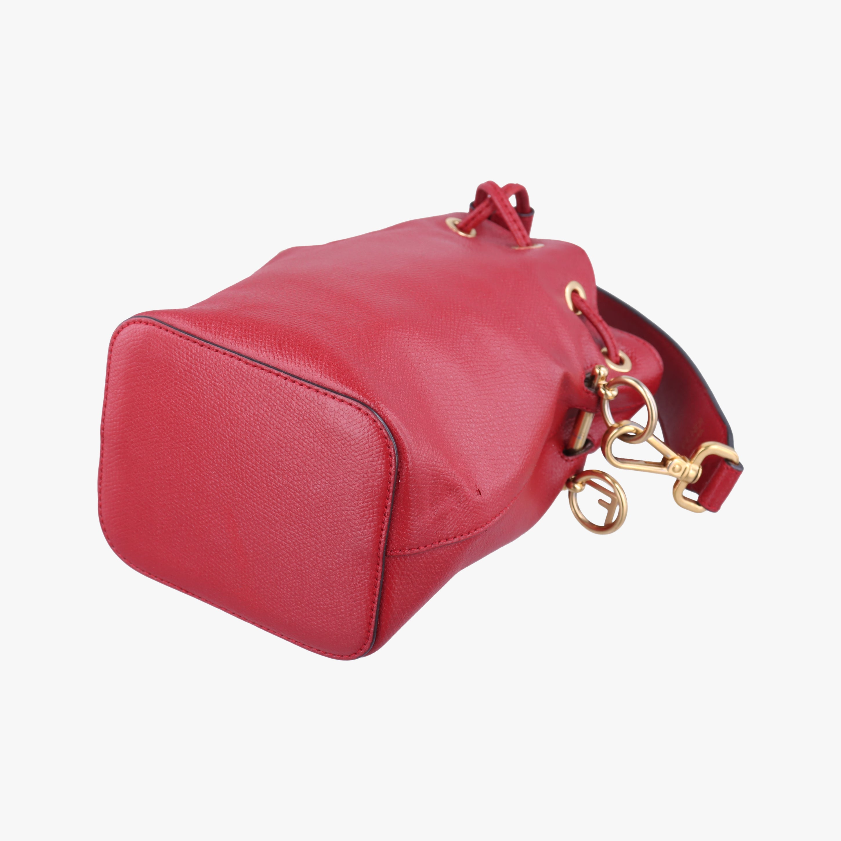 Pre-owned Fendi Mon Tresor Mini Bucket Red Leather 8BS010 shoulderbag | stylenewstar
