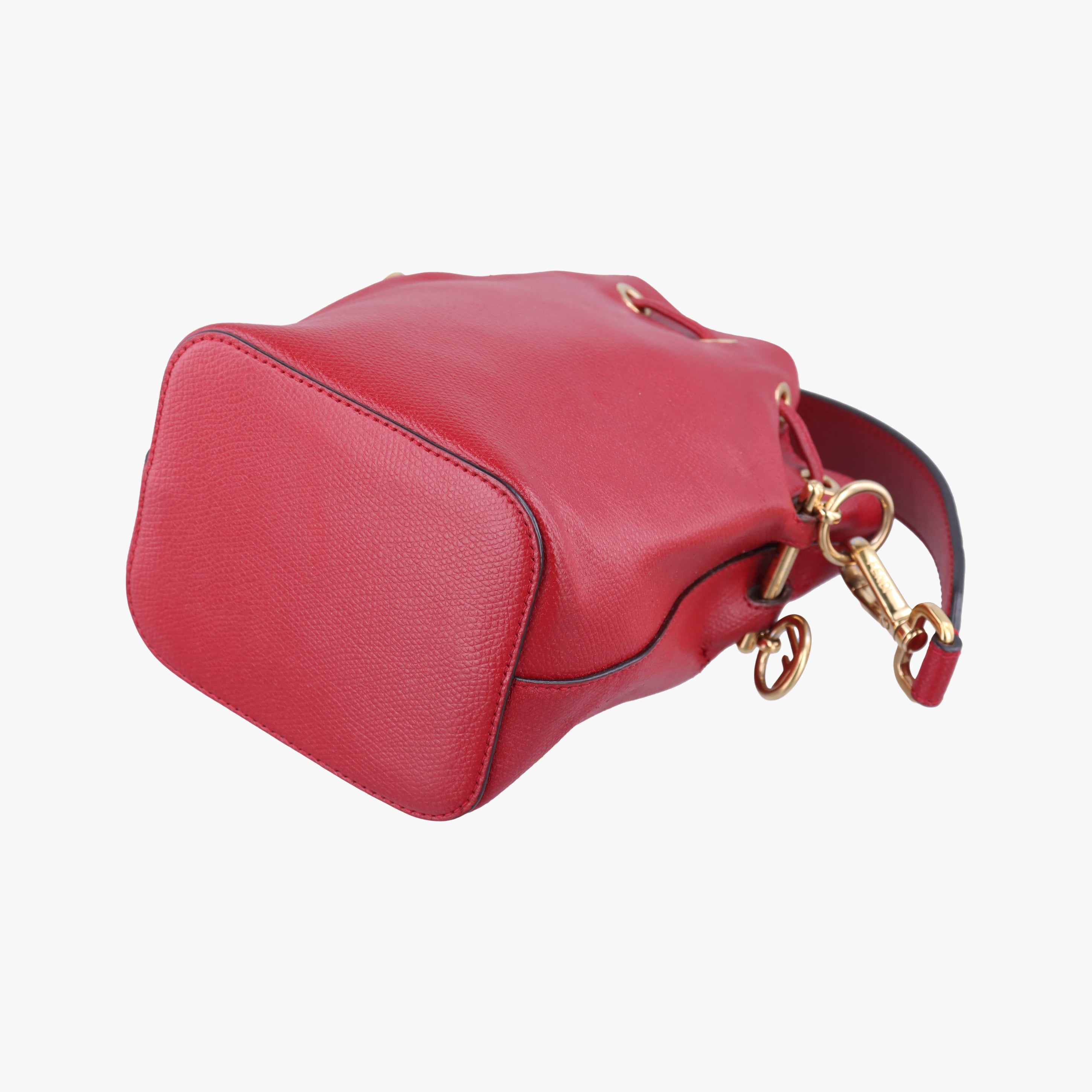 Pre-owned Fendi Mon Tresor Mini Bucket Red Leather 8BS010 shoulderbag | stylenewstar